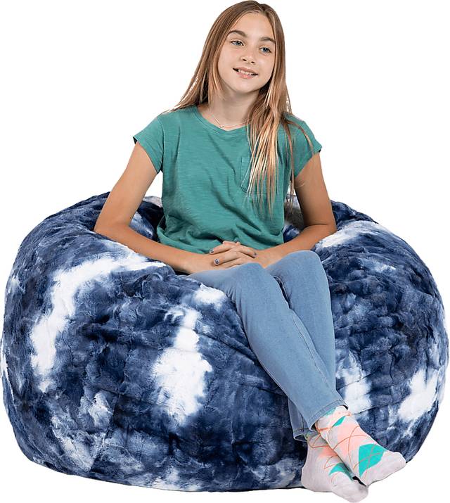 Kids Baigo Blue White Bean Bag Chair - Thumbnail - Image 3