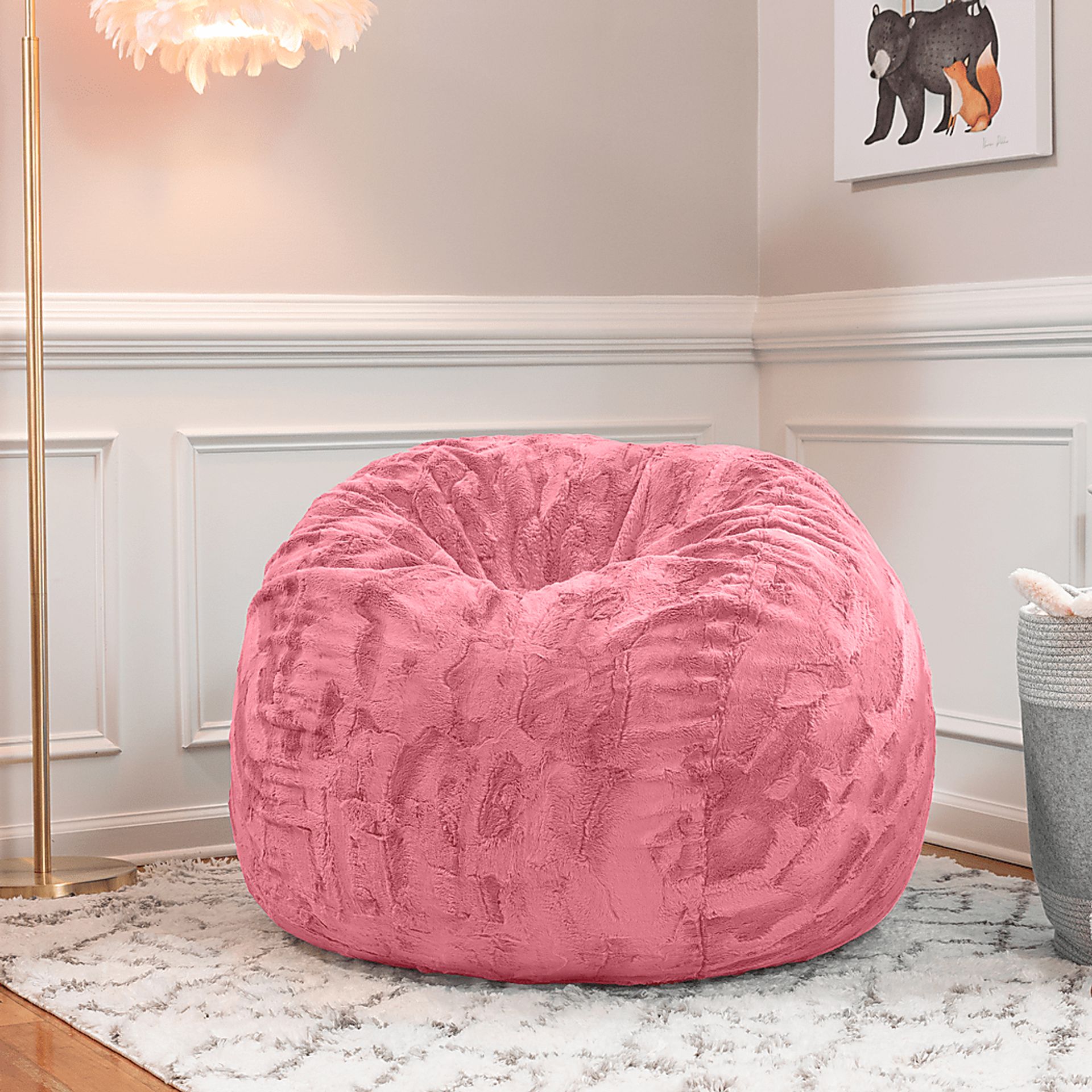 Kids Baigo Pink Bean Bag Chair - Image 2