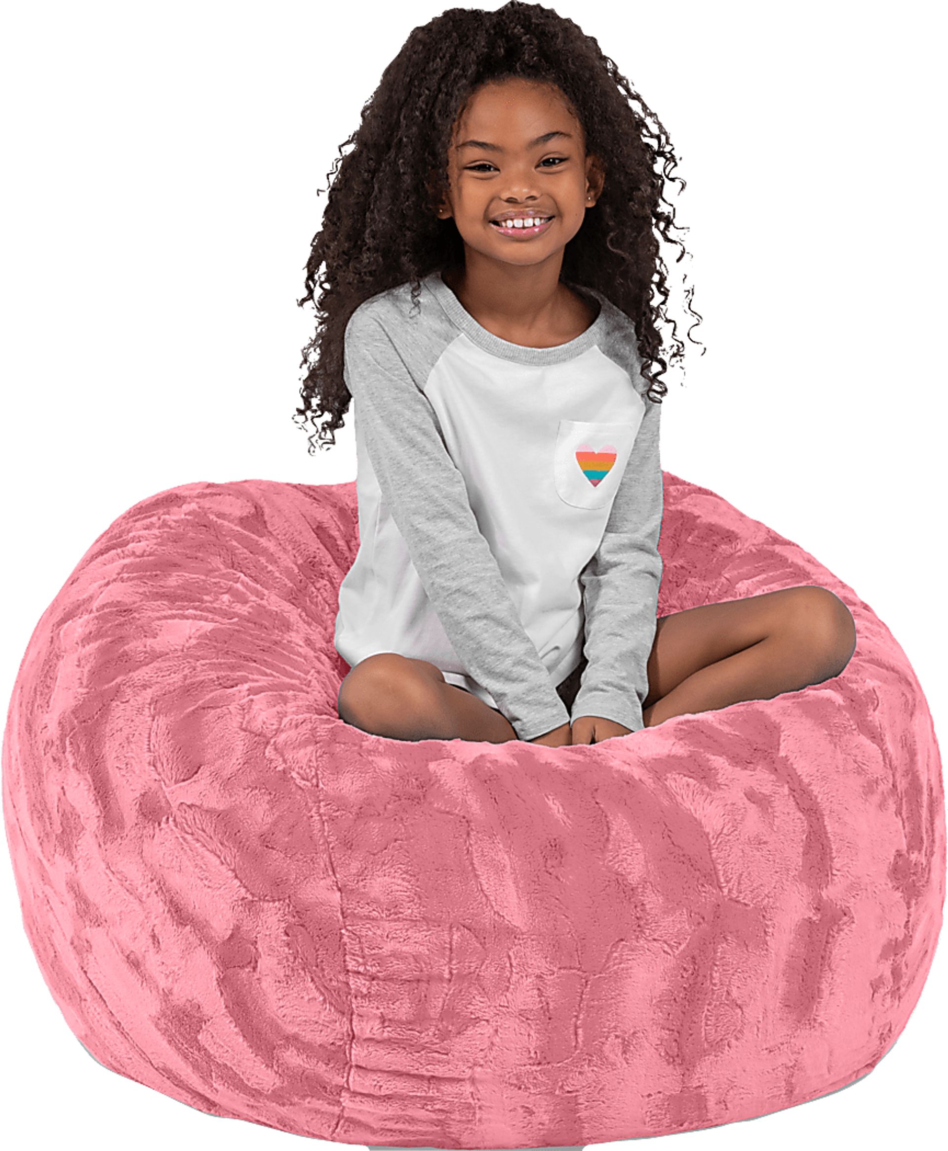 Kids Baigo Pink Bean Bag Chair - Image 4