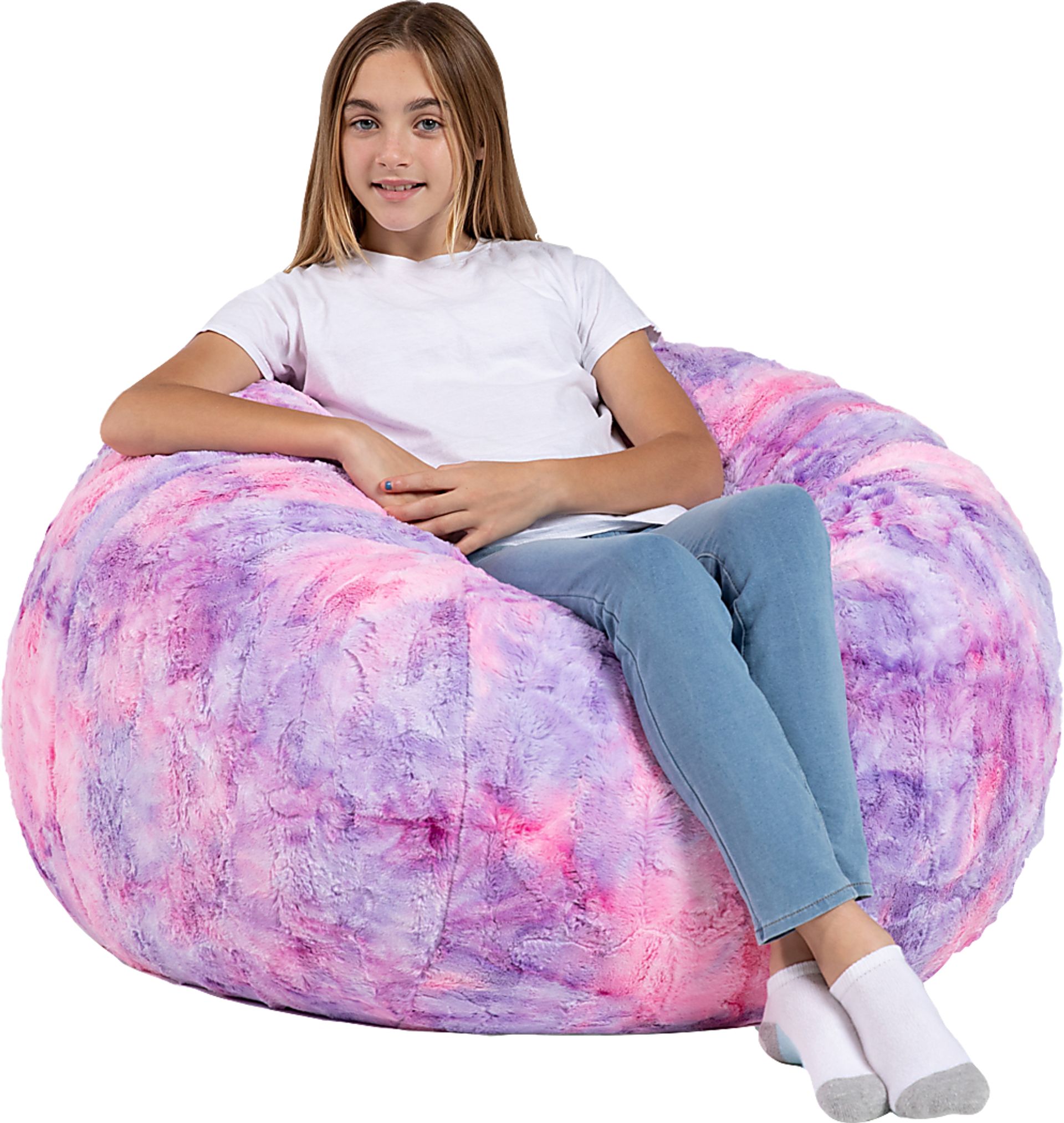Kids Baigo Pink Purple Bean Bag Chair - Image 3