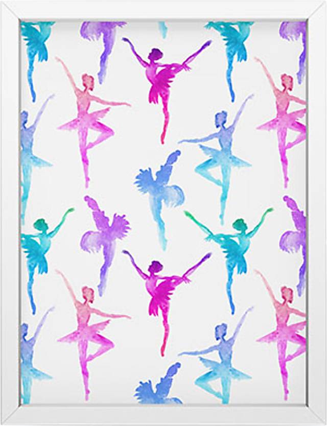 Kids Ballerina Pose White Mini Framed Artwork - Thumbnail - Image 1