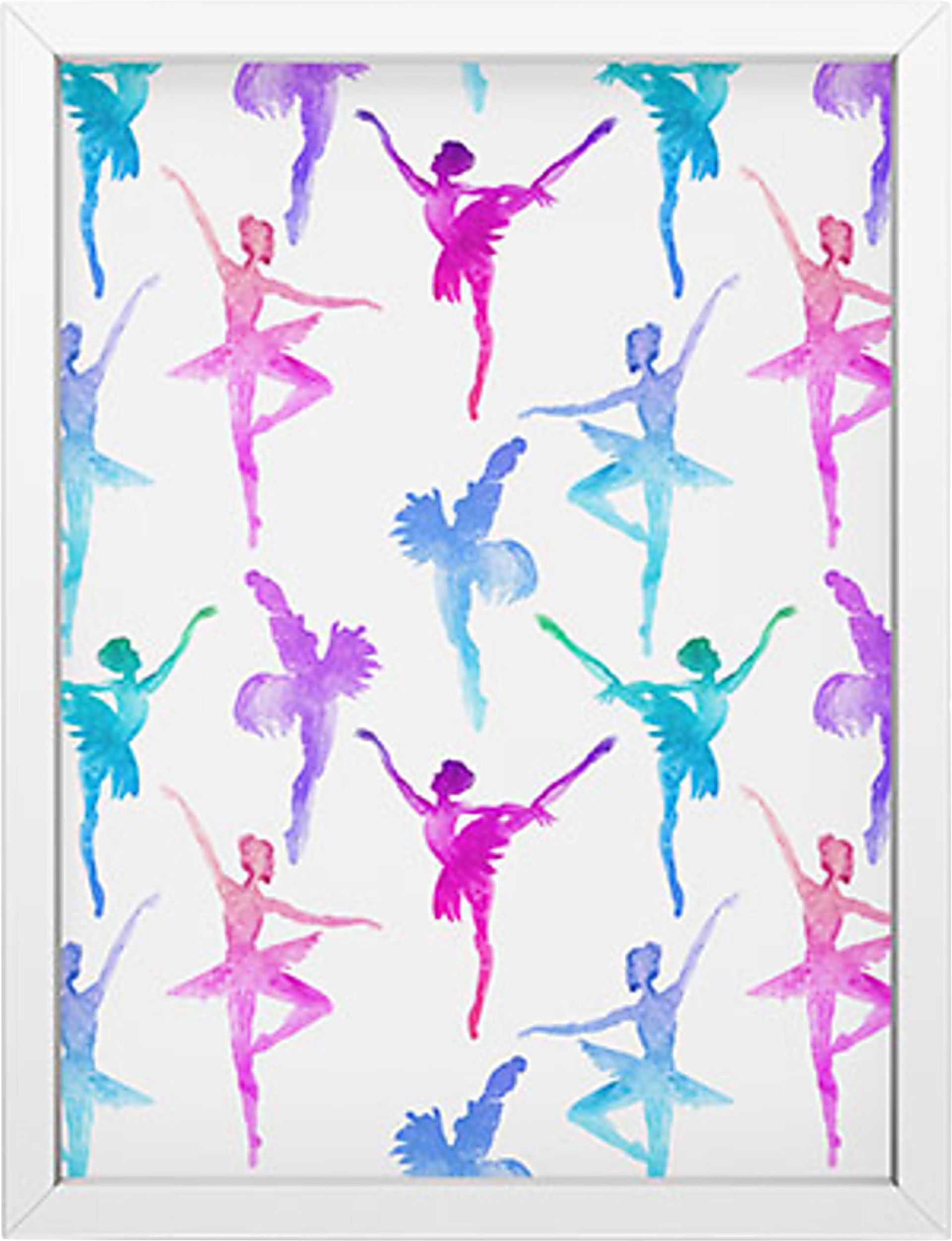 Kids Ballerina Pose White Mini Framed Artwork - Image 1