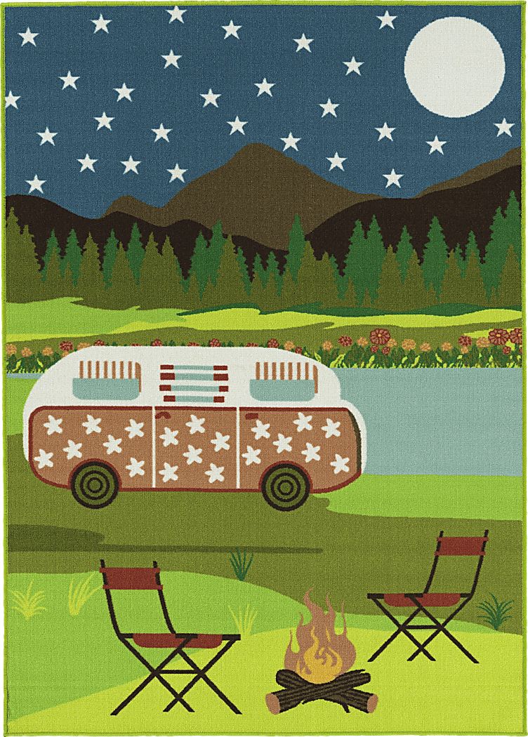 Kids Bambrey Green 5' x 7' Rug