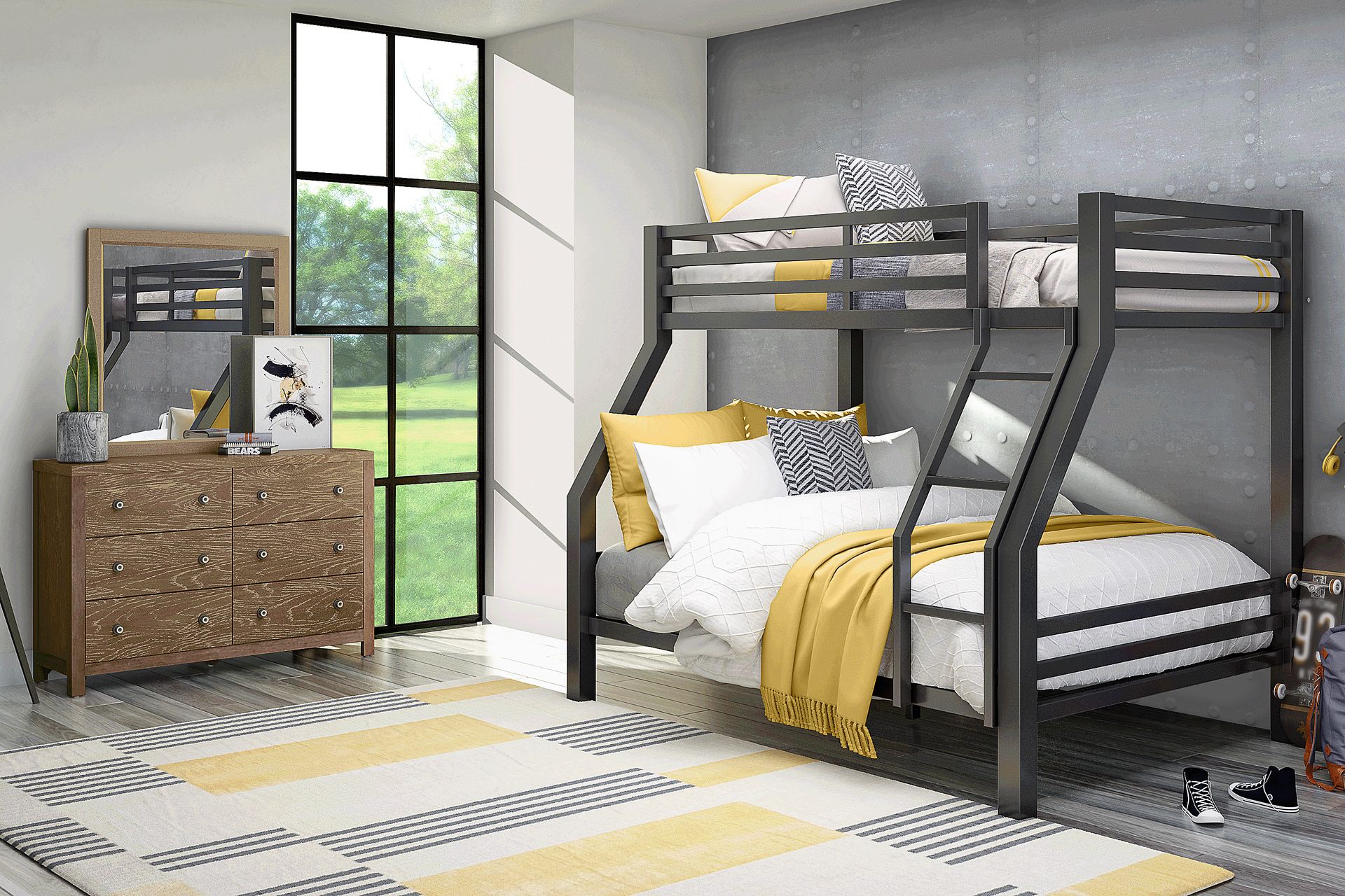 Kids Barringer Place Gray 5 Pc Bedroom with Xander Twin/Full Bunk - Image 1