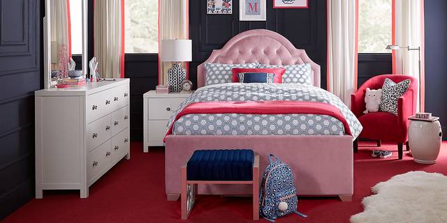 Kids Barringer Place White 5 Pc Twin Bedroom with Braelynn Upholstered Bed - Thumbnail - Image 1