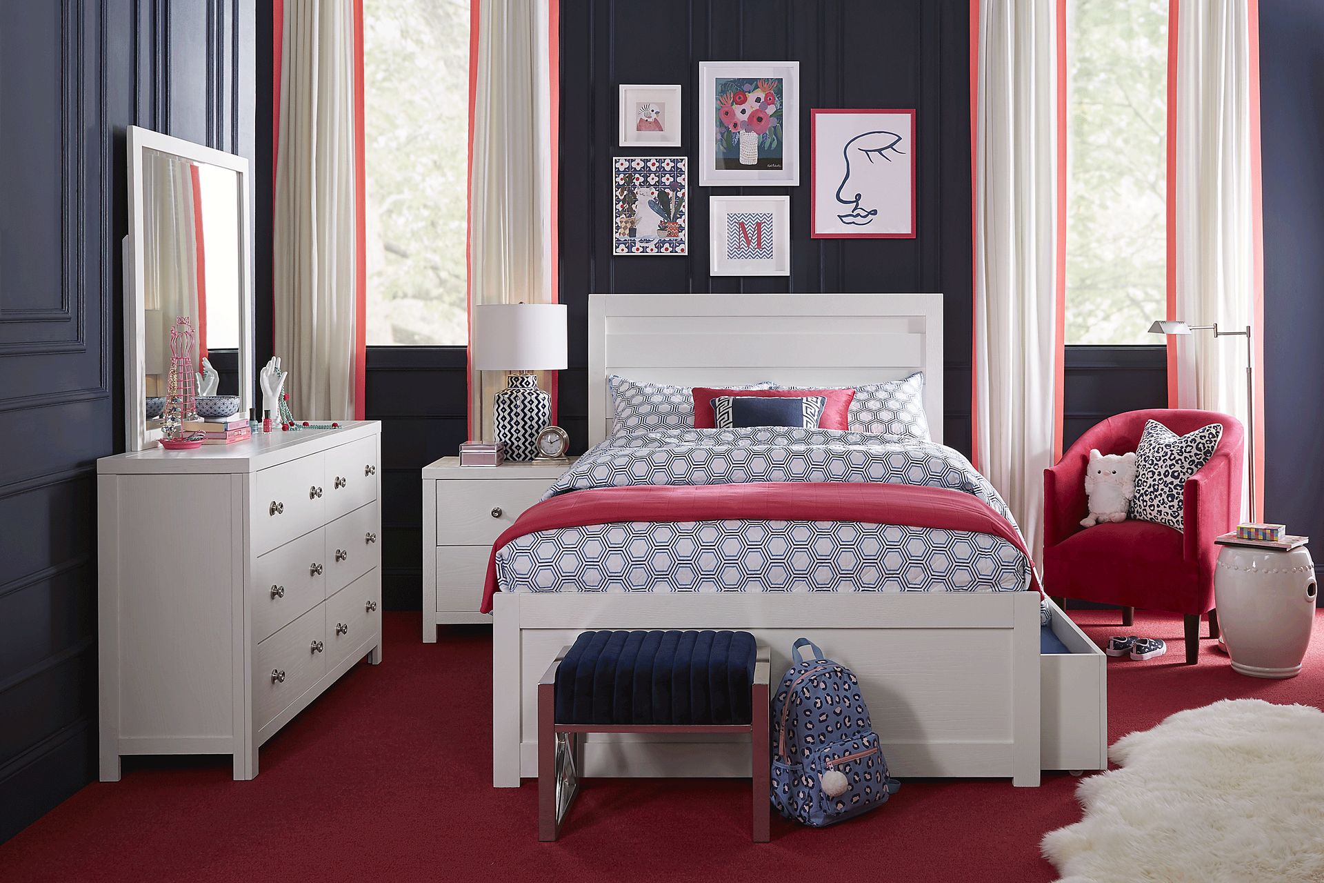 Kids Barringer Place White 3 Pc Full Panel Bed - Image 2