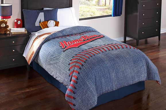 Kids Baseball Dreams Blue Full Comforter Set