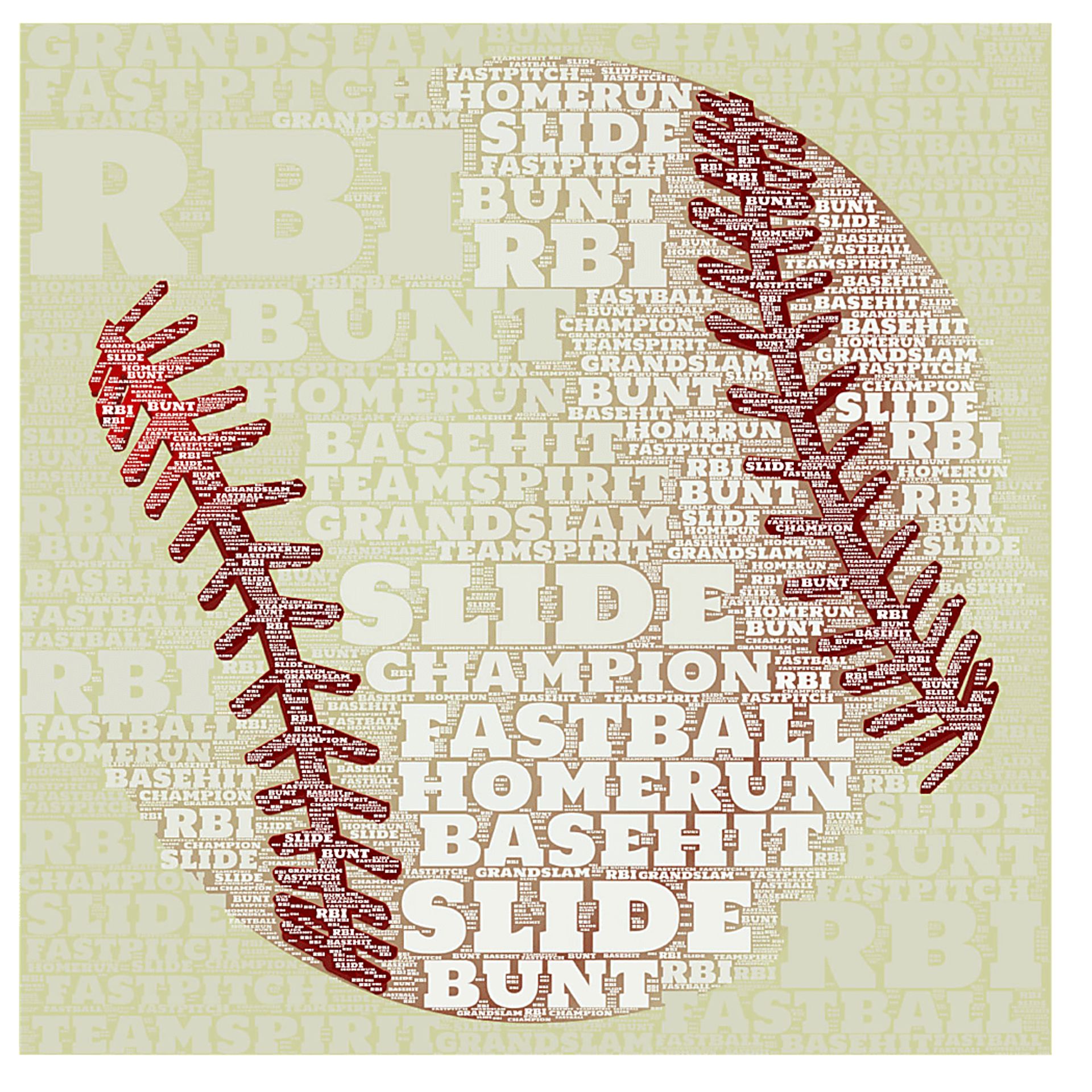 Kids Baseball Jargon Cream Artwork - Image 1