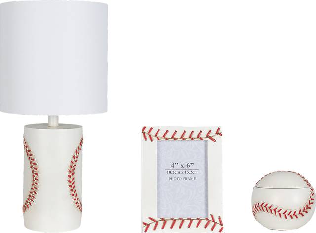 Kids Baseball Zone White 3 Pc Lamp Set - Thumbnail - Image 1