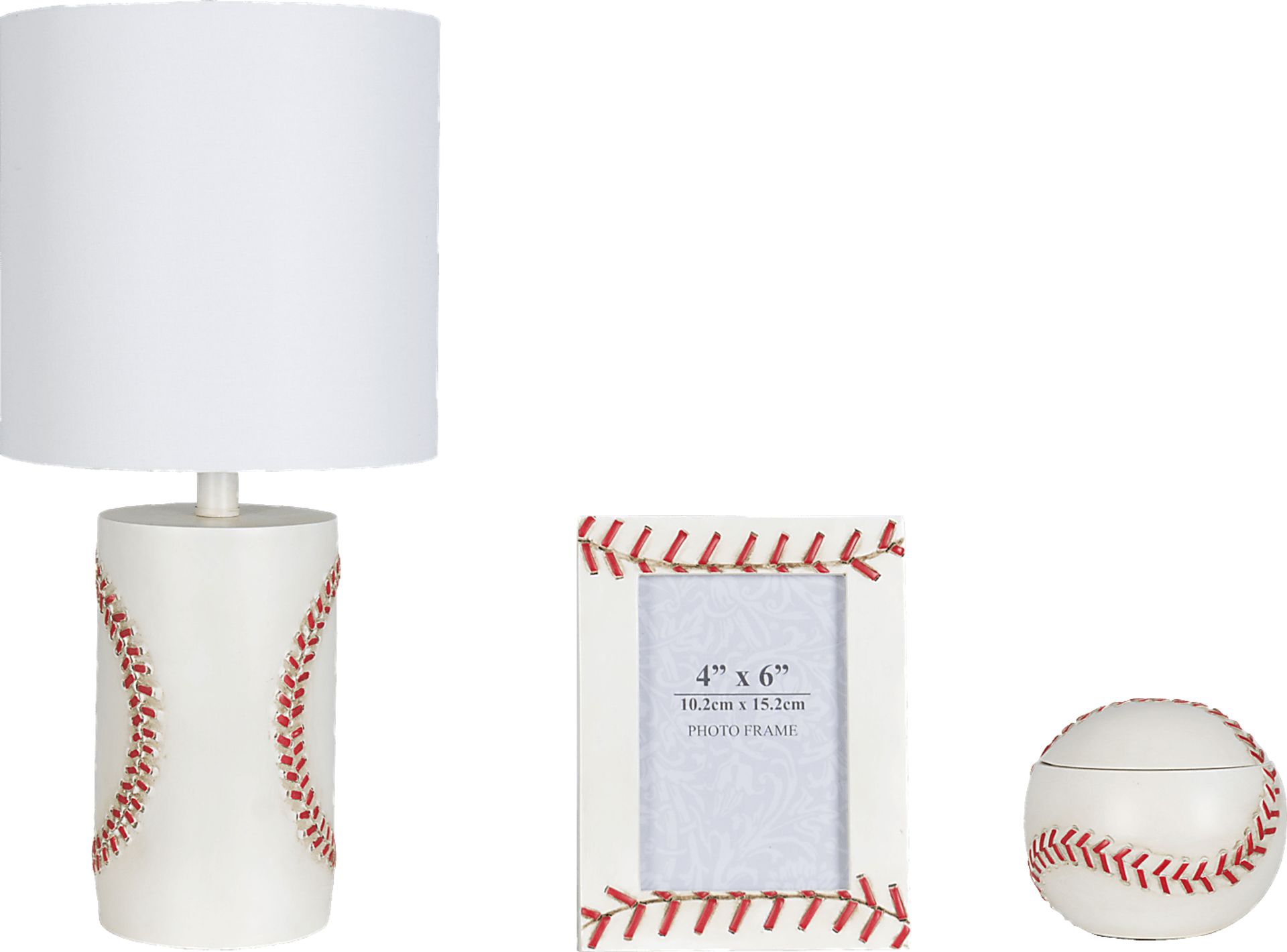 Kids Baseball Zone White 3 Pc Lamp Set - Image 1