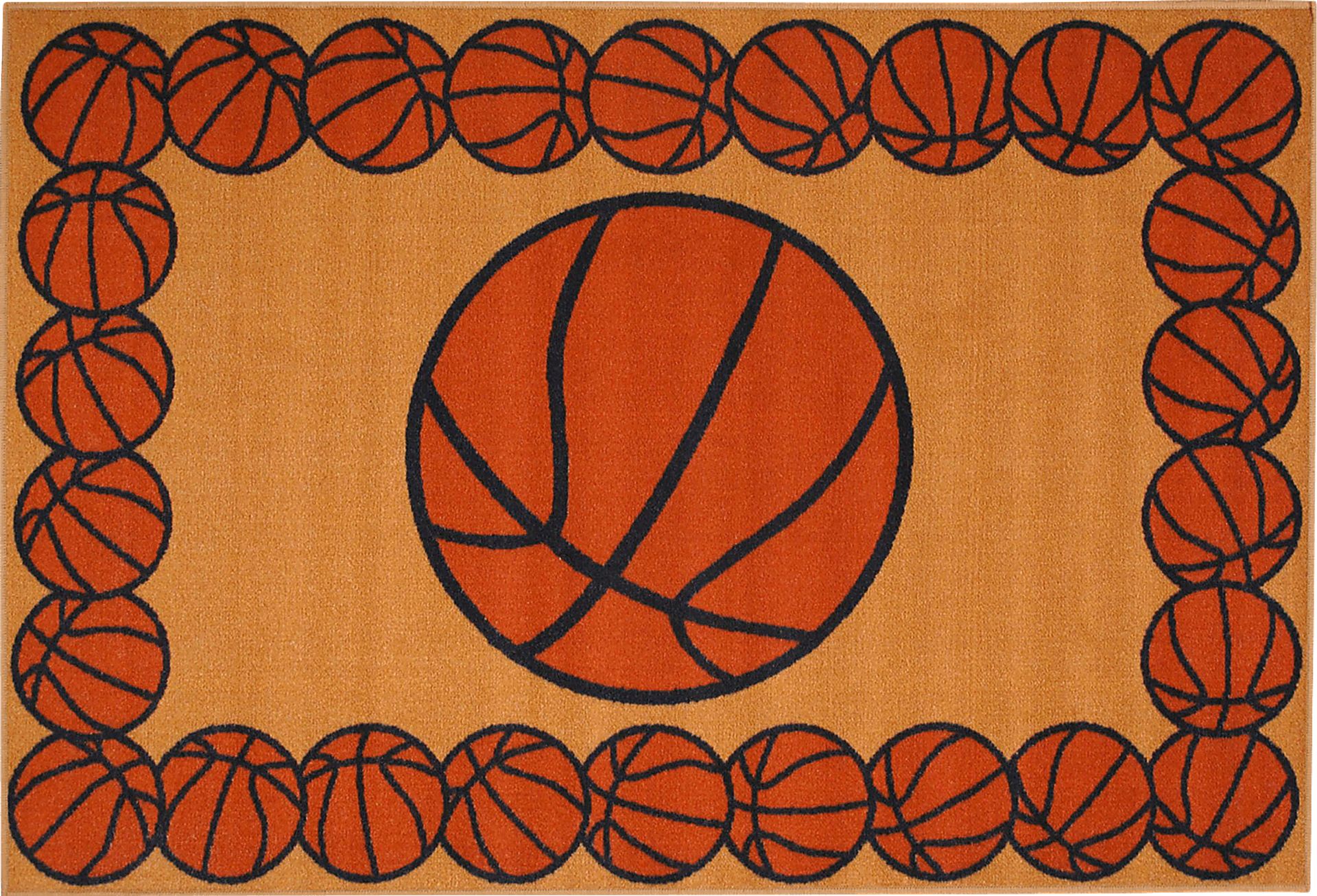 Kids Basketball Gametime Orange 3'2 x 4'8 Rug - Image 1