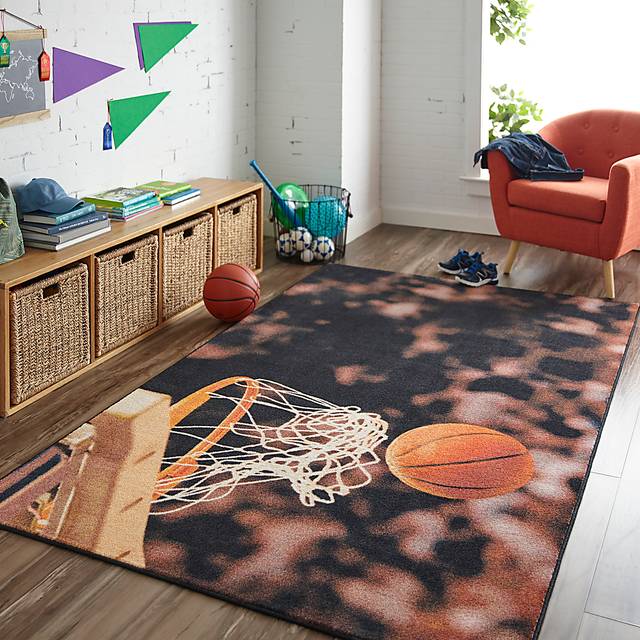 Kids Basketball Practice Brown 3' x 5' Rug - Thumbnail - Image 2