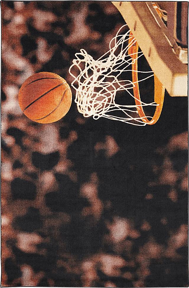 Kids Basketball Practice Brown 3' x 5' Rug - Thumbnail - Image 1