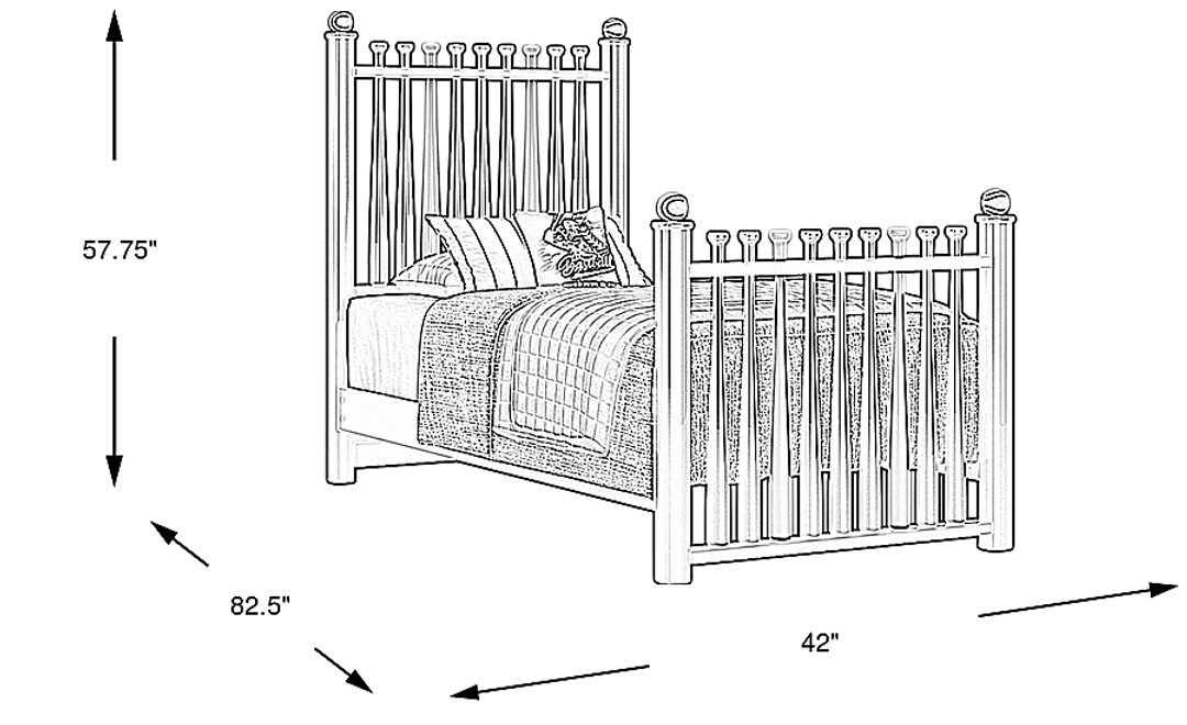 Kids Batter Up Painted Twin Baseball Bat Bed