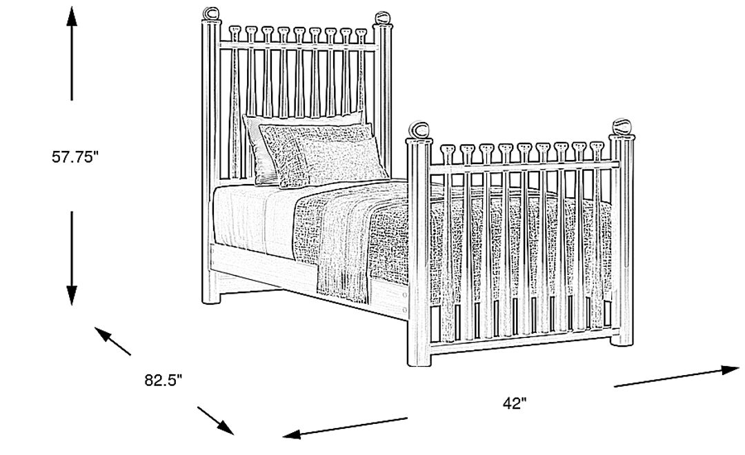 Kids Batter Up Stained Twin Baseball Bat Bed