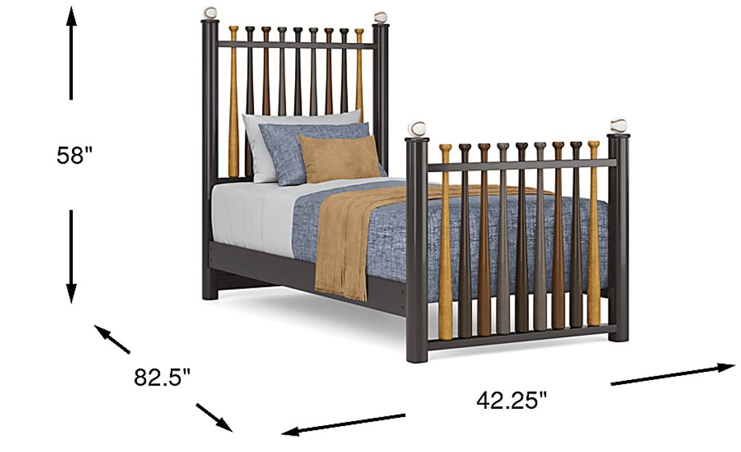 Kids Batter Up Stained Twin Baseball Bat Bed