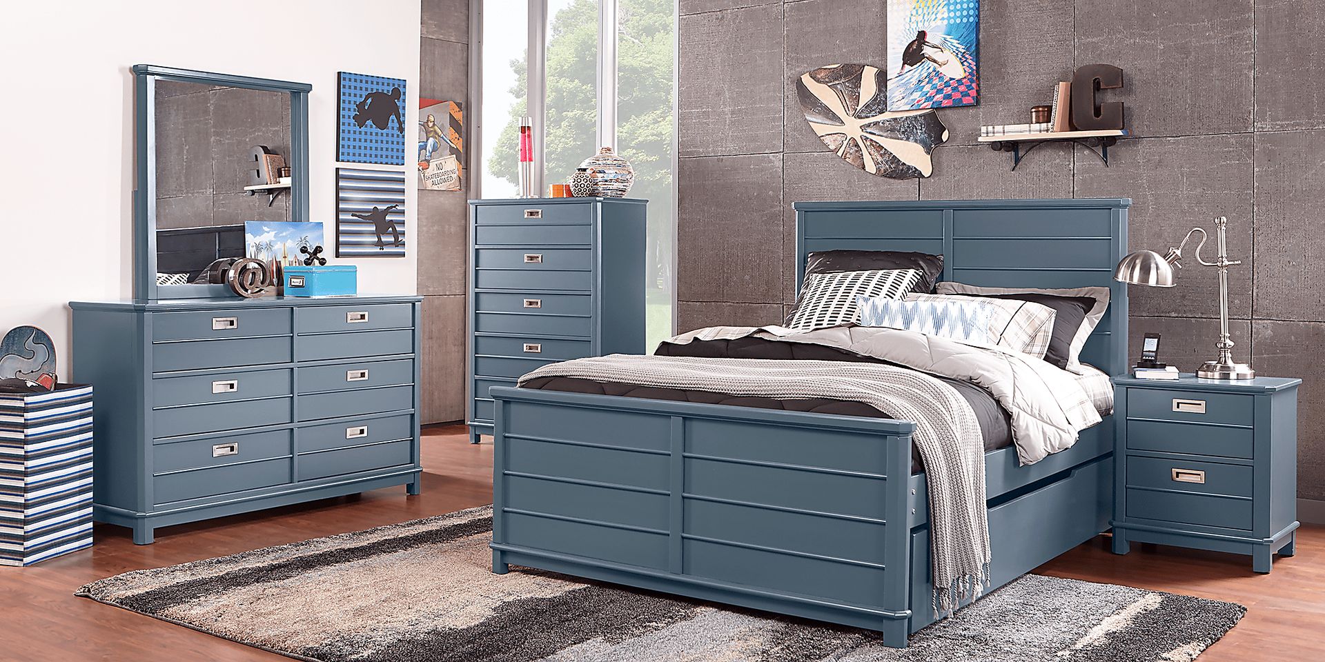 Kids Bay Street Blue 5 Pc Twin Panel Bedroom - Image 2