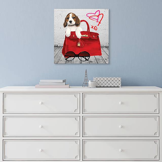 Kids Beagle In The Bag White Glass Wall Art - Thumbnail - Image 5