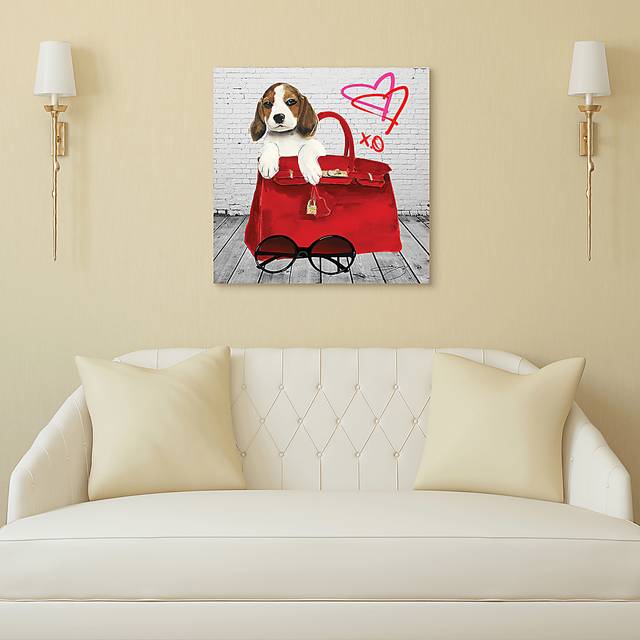 Kids Beagle In The Bag White Glass Wall Art - Thumbnail - Image 6