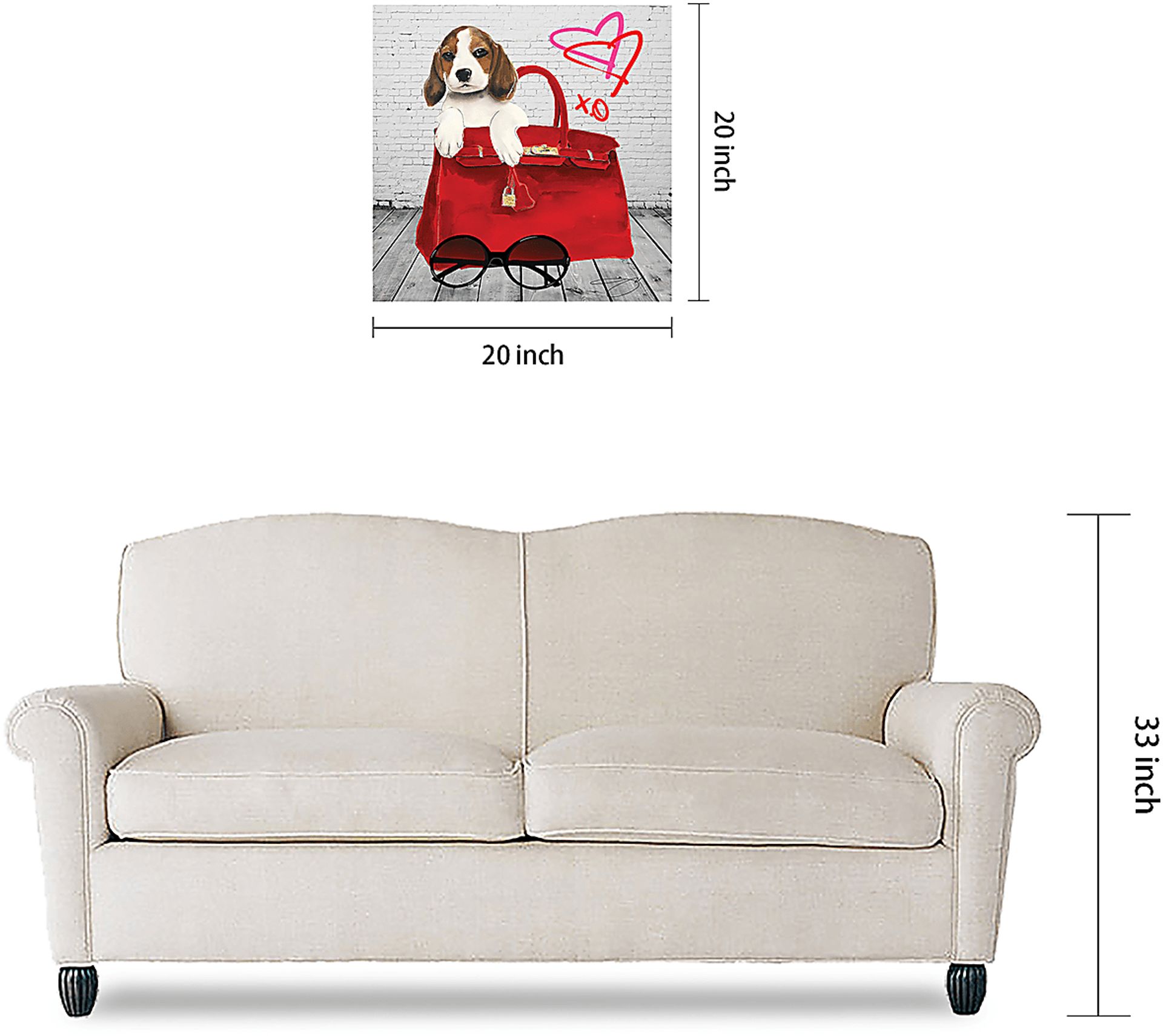 Kids Beagle In The Bag White Glass Wall Art - Image 7