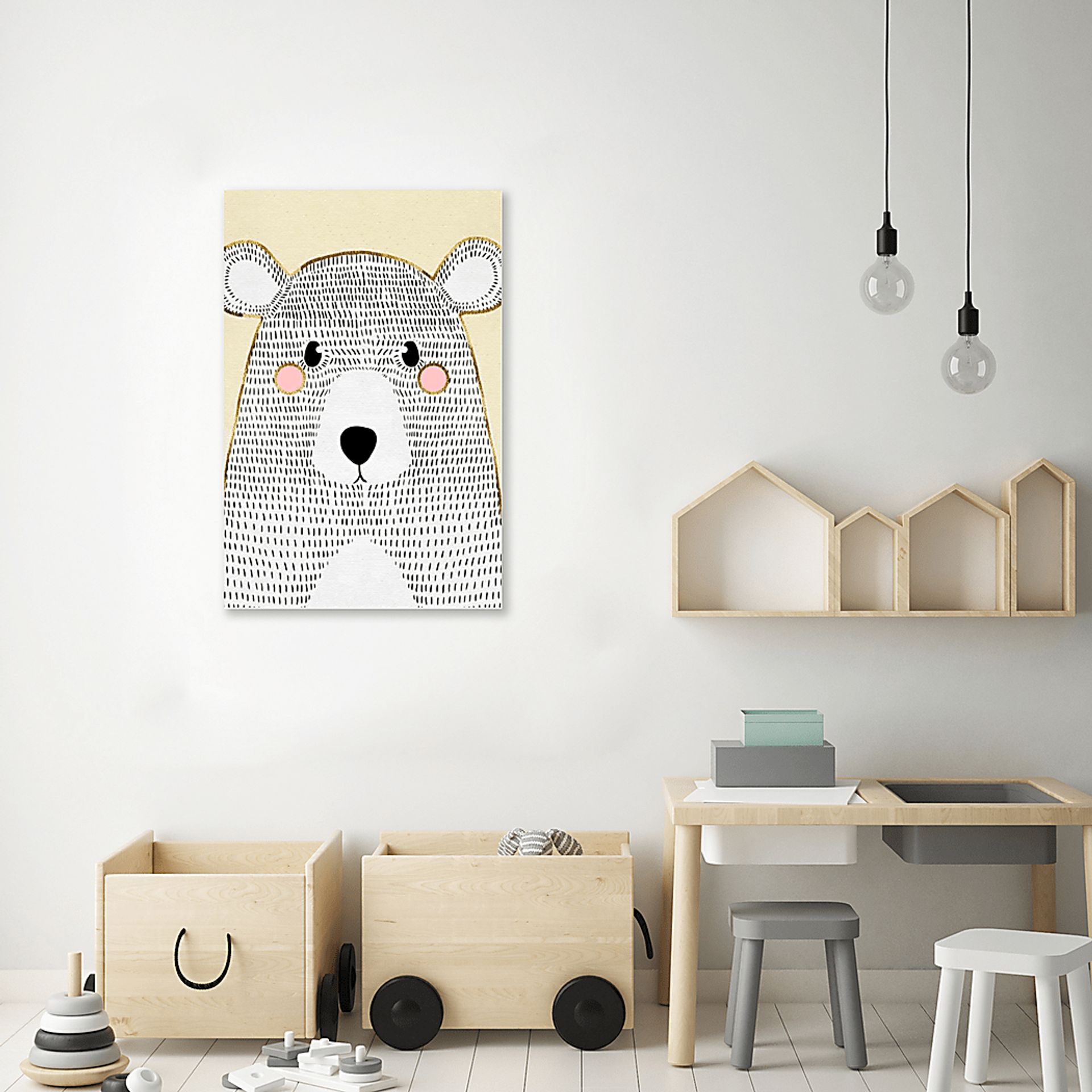 Kids Bear Blushes Yellow Medium Wall Art - Image 3