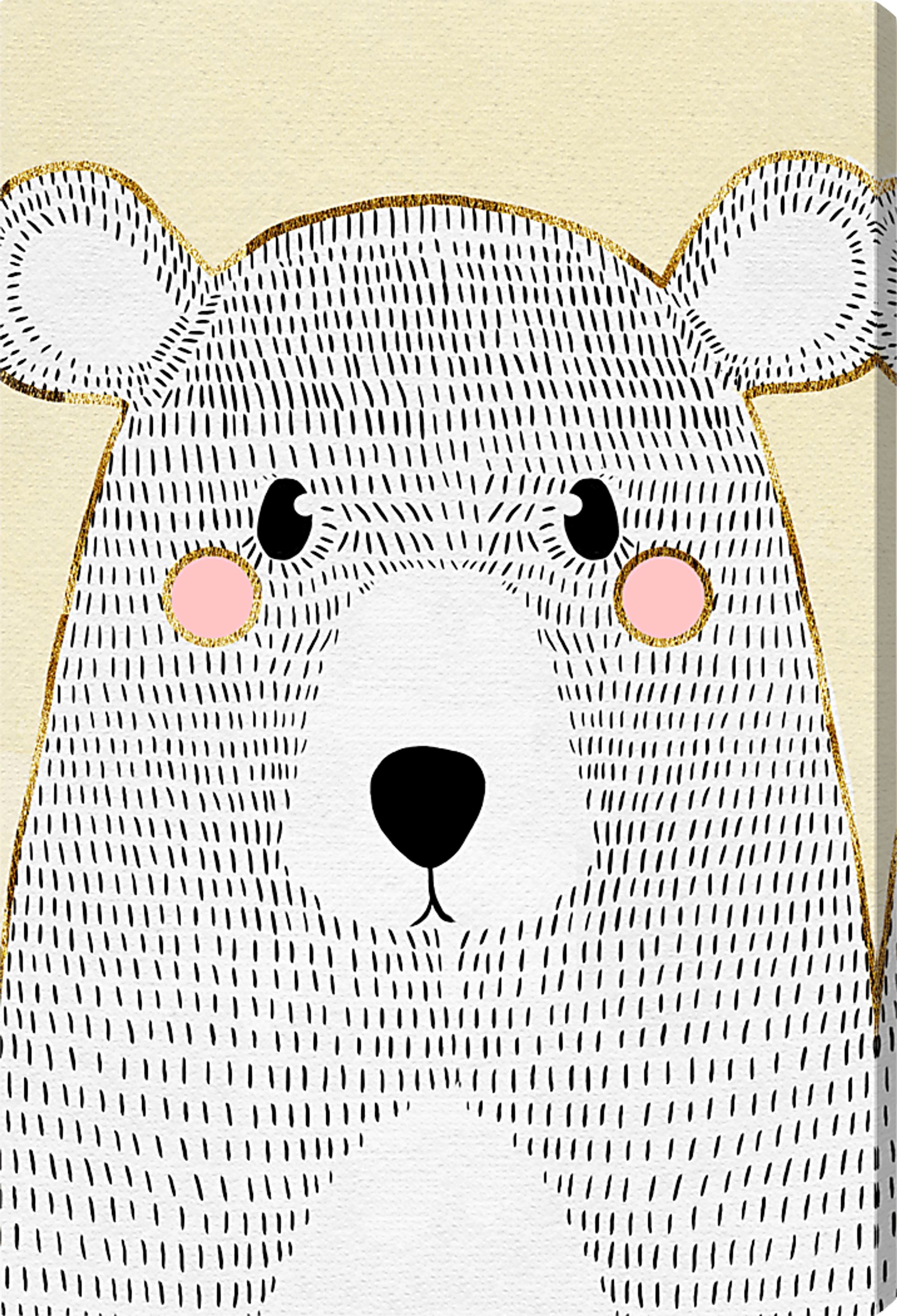 Kids Bear Blushes Yellow Small Wall Art - Image 1