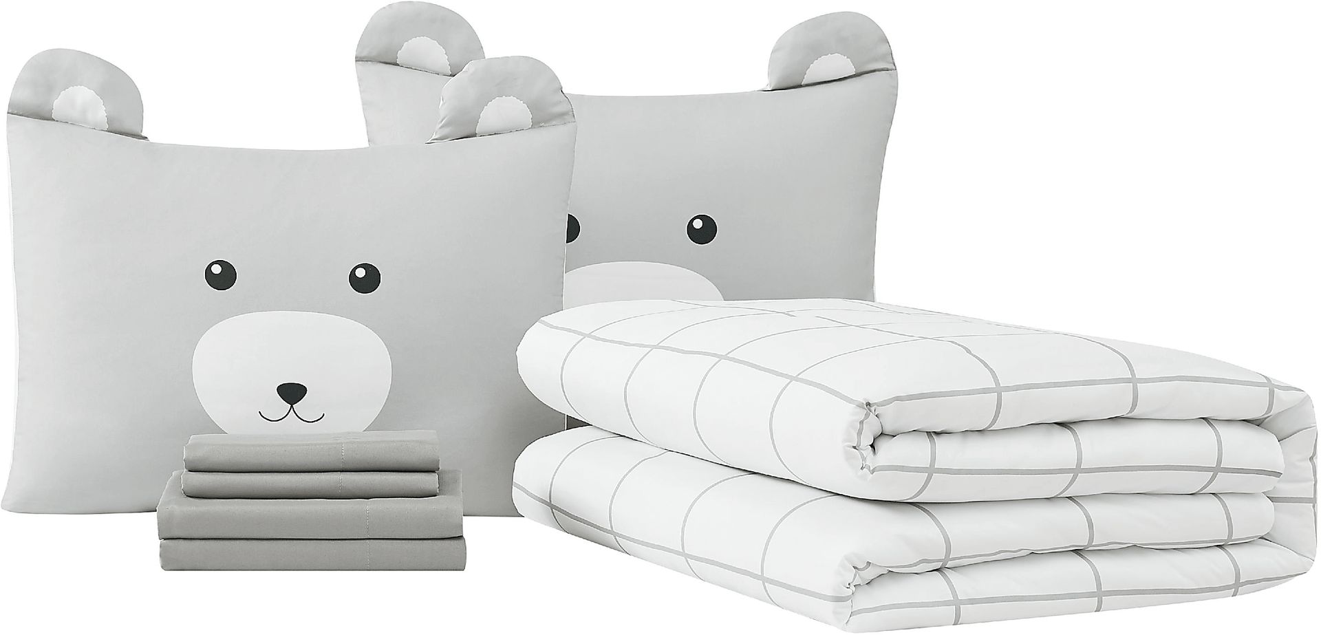 Kids Bear Cuddles Gray 5 Pc Twin Comforter Set - Image 2