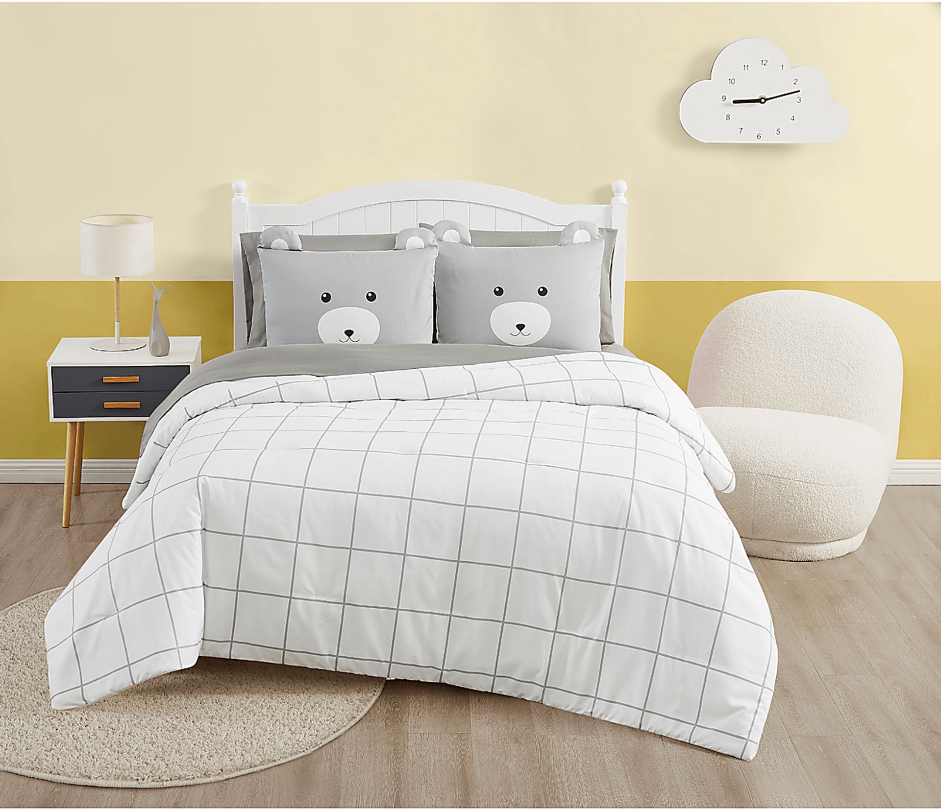 Kids Bear Cuddles Gray 5 Pc Twin Comforter Set - Image 4
