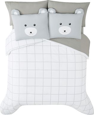 Kids Bear Cuddles Gray 5 Pc Twin Comforter Set