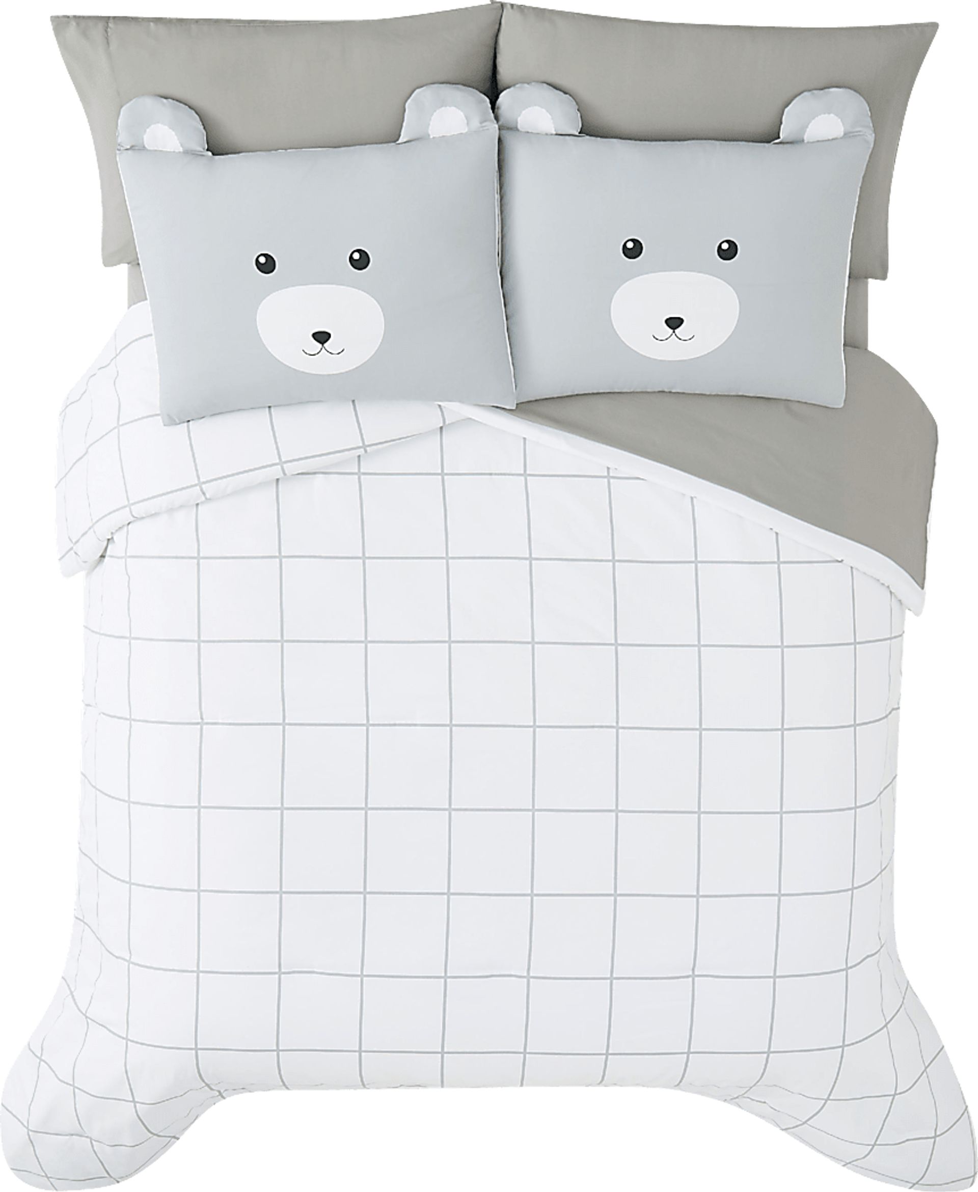 Kids Bear Cuddles Gray 5 Pc Twin Comforter Set - Image 1