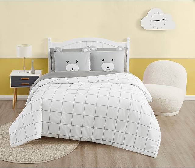 Kids Bear Cuddles Gray 7 Pc Full Comforter Set - Thumbnail - Image 4
