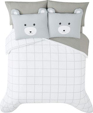 Kids Bear Cuddles Gray 7 Pc Full Comforter Set