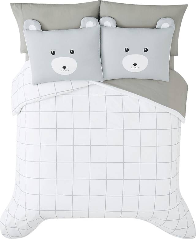 Kids Bear Cuddles Gray 7 Pc Full Comforter Set - Thumbnail - Image 1