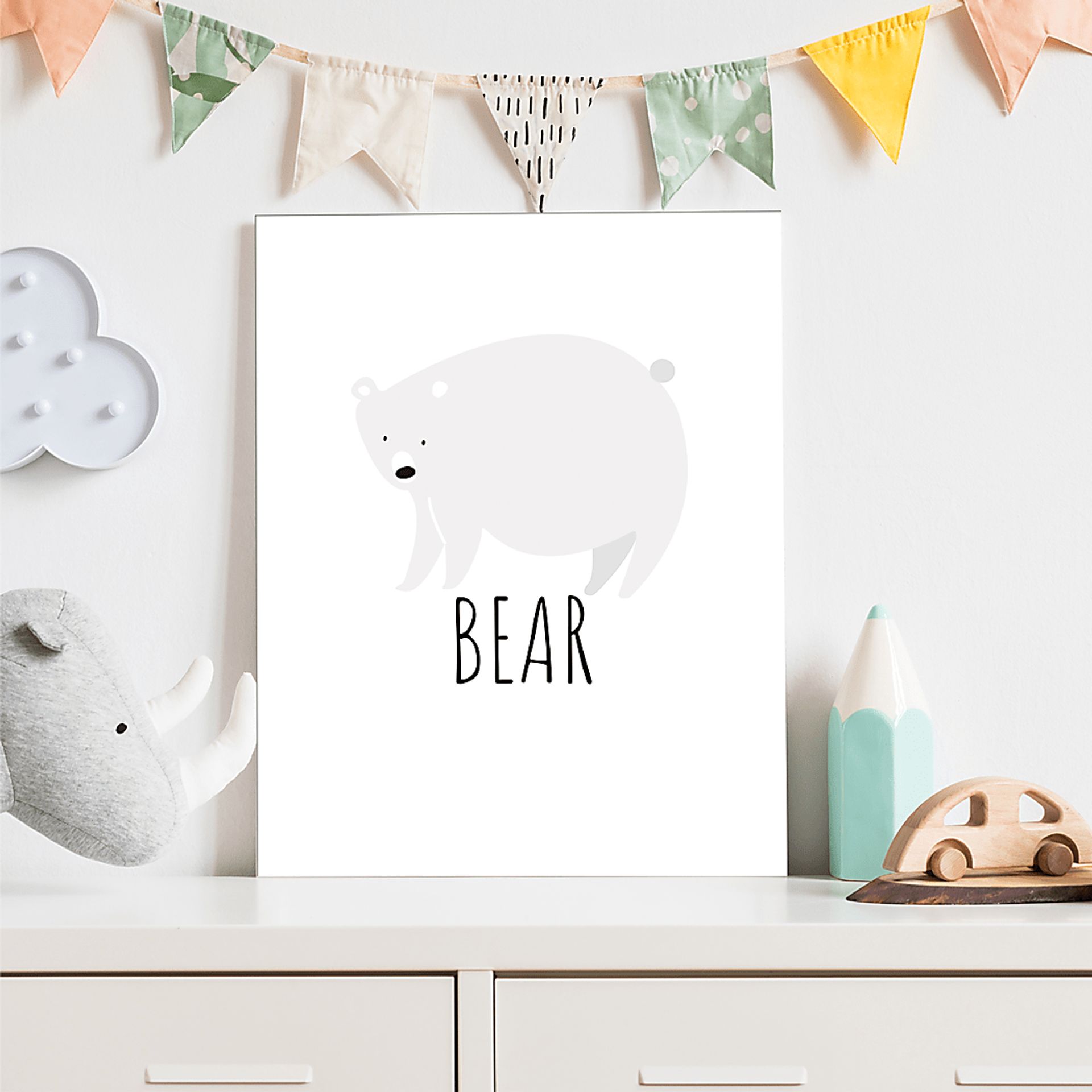 Kids Bear Gray Wall Art - Image 2