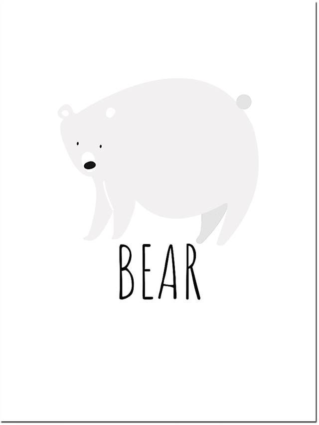Kids Bear Gray Wall Art - Thumbnail - Image 1