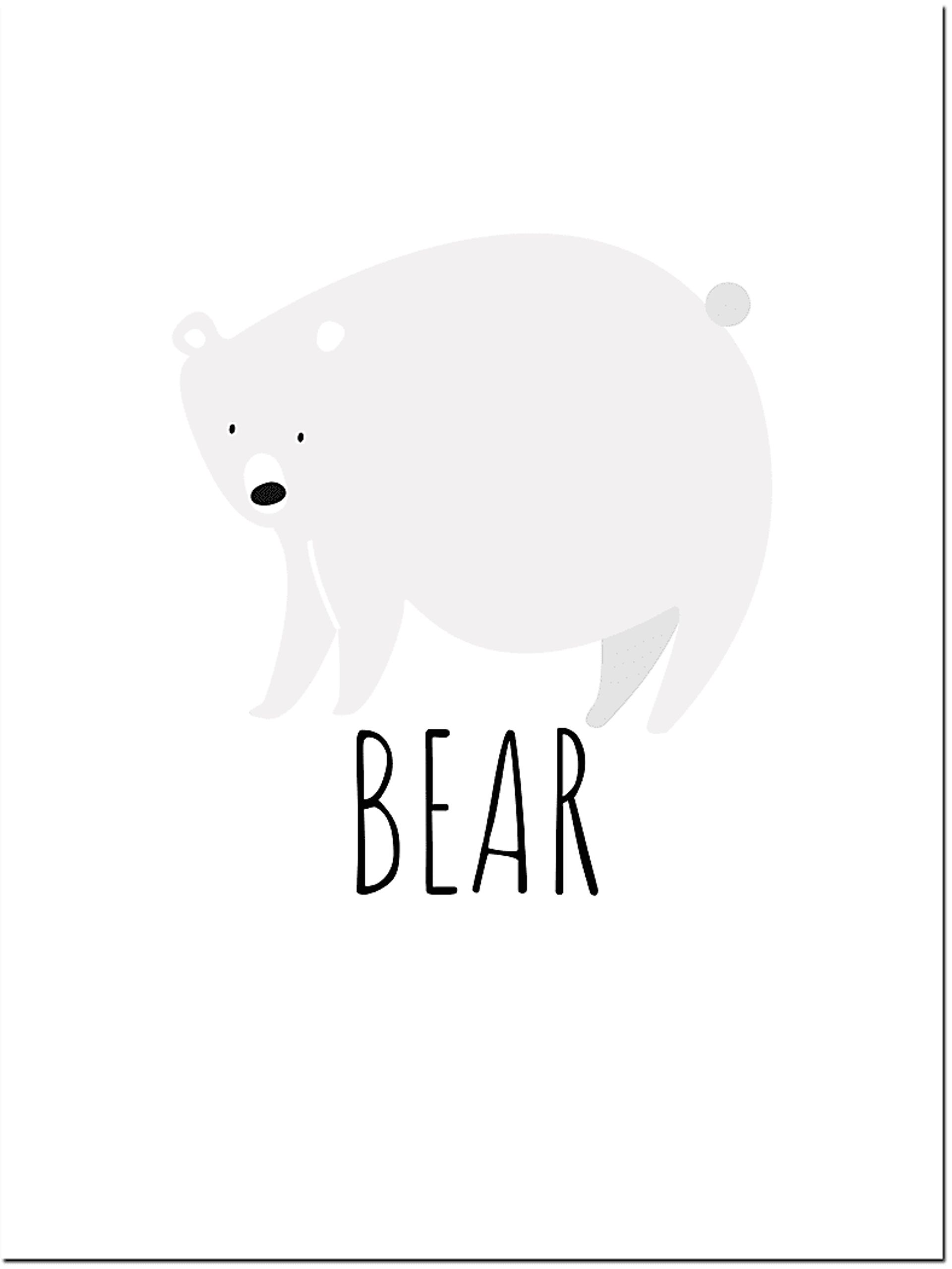 Kids Bear Gray Wall Art - Image 1