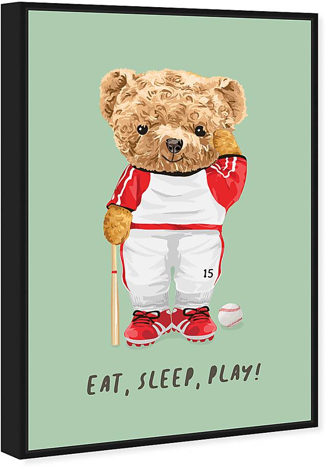 Kids Bears Eat Sleep Play Green Medium Wall Art - Thumbnail - Image 2