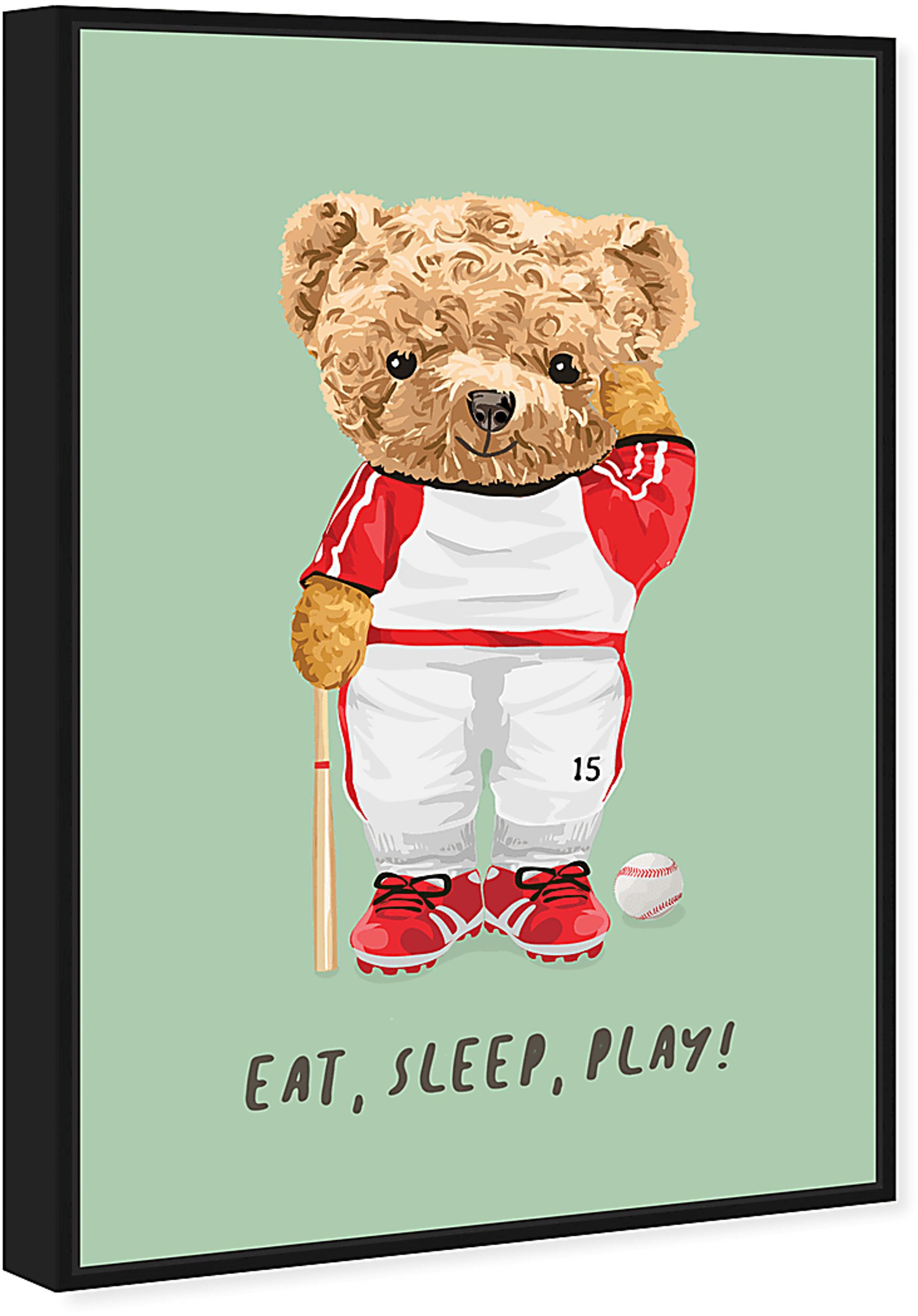 Kids Bears Eat Sleep Play Green Medium Wall Art - Image 2