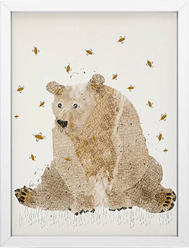 Kids Bees And Bear Cream Mini Framed Artwork - Thumbnail - Image 1