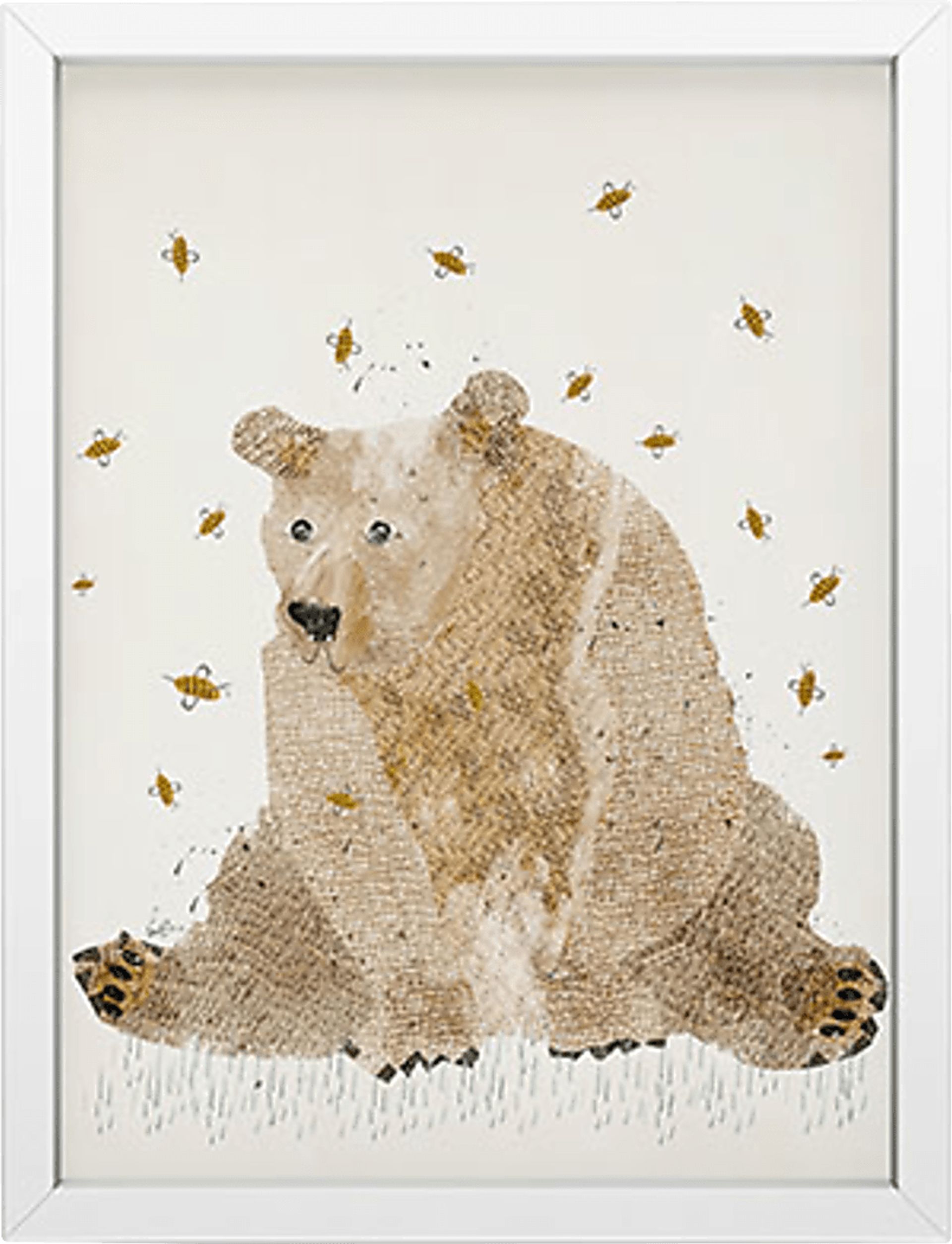 Kids Bees And Bear Cream Mini Framed Artwork - Image 1