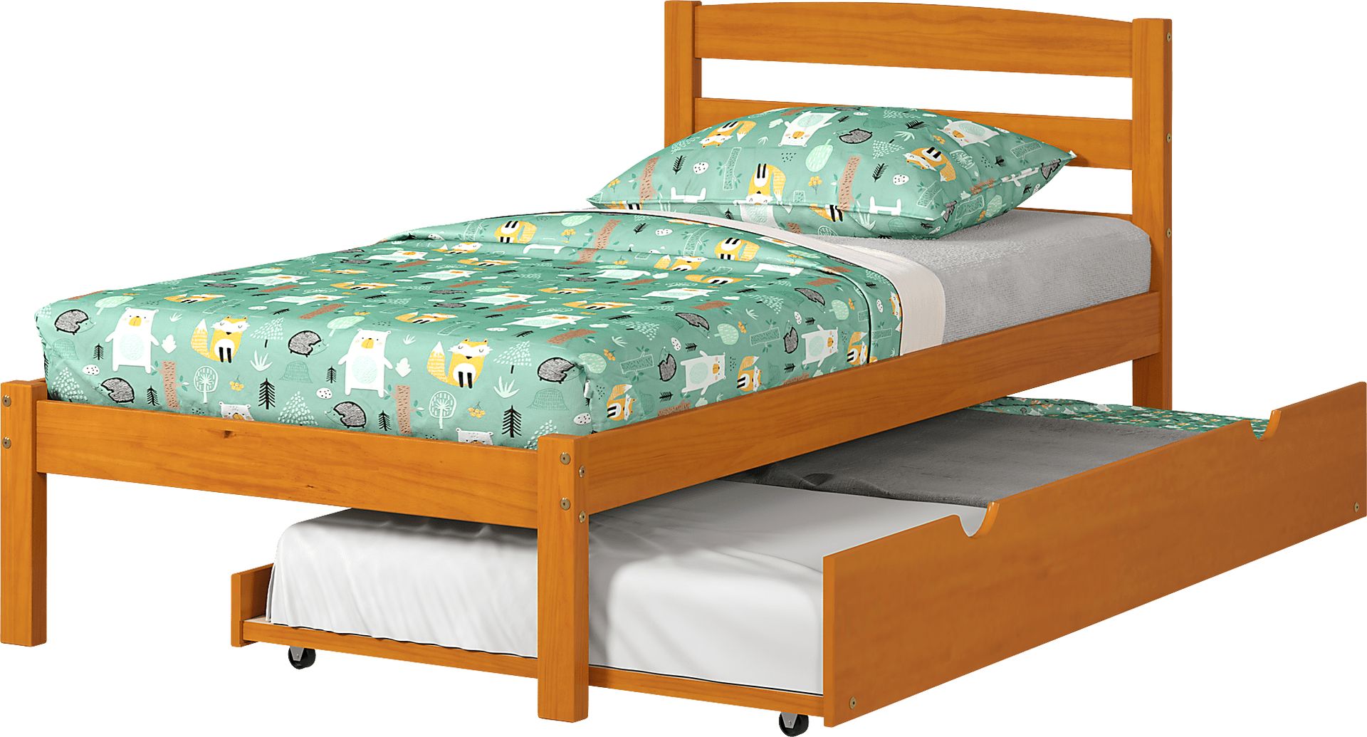 Kids Begole Orange Twin Bed with Trundle - Image 1