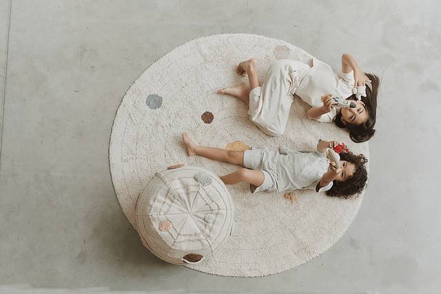 Kids Beige Solar System 5' x 5' Round Rug - Thumbnail - Image 2