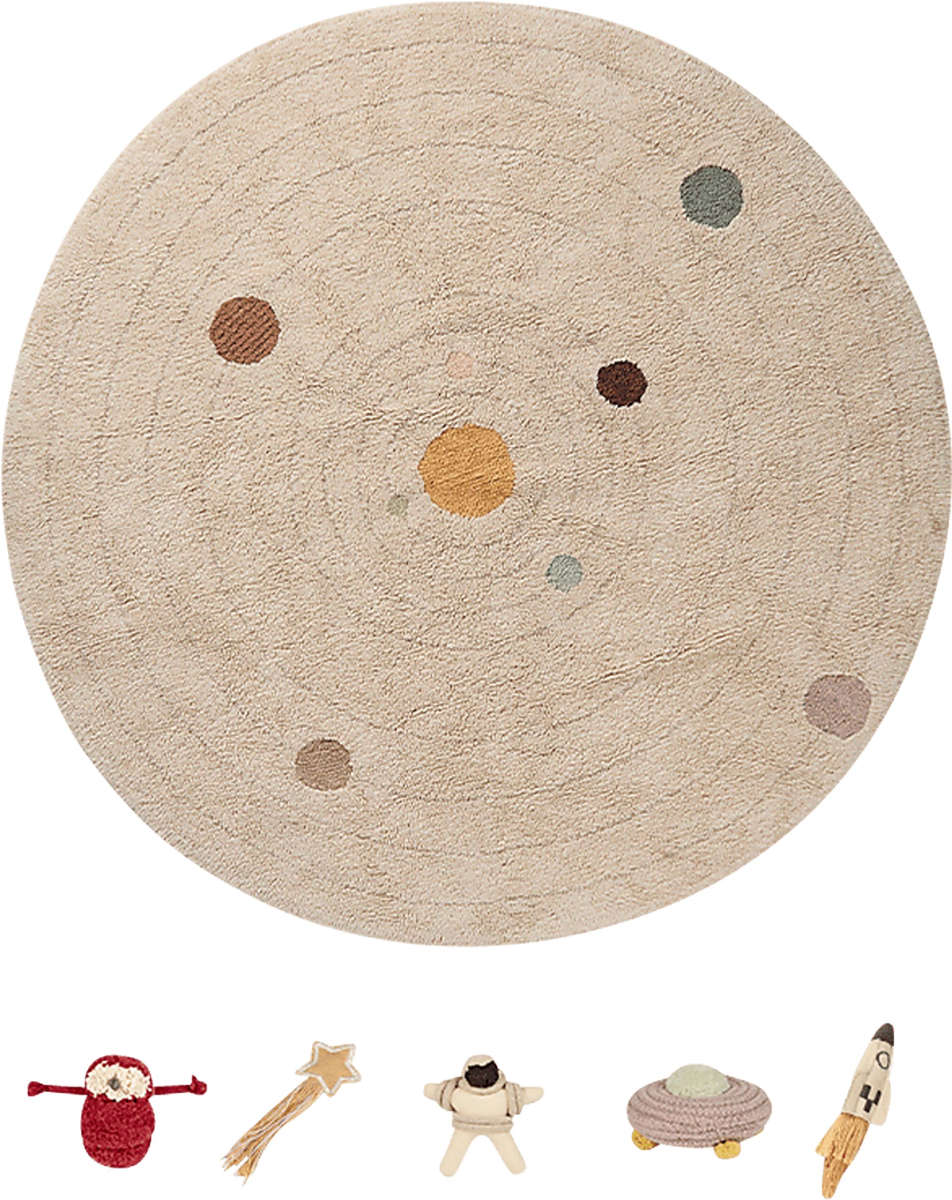 Kids Beige Solar System 5' x 5' Round Rug - Image 1