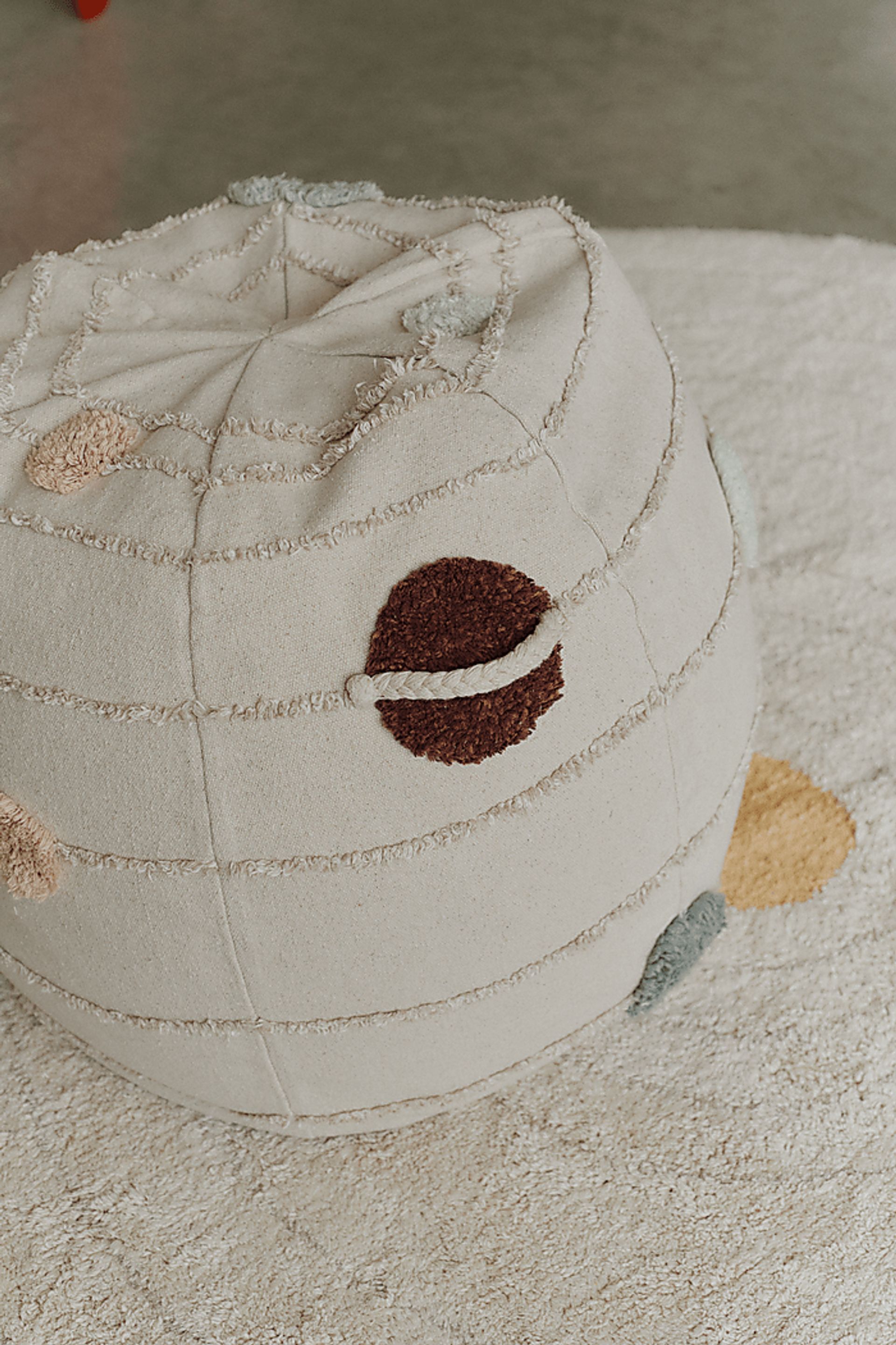 Kids Beige Solar System Pouf - Image 2