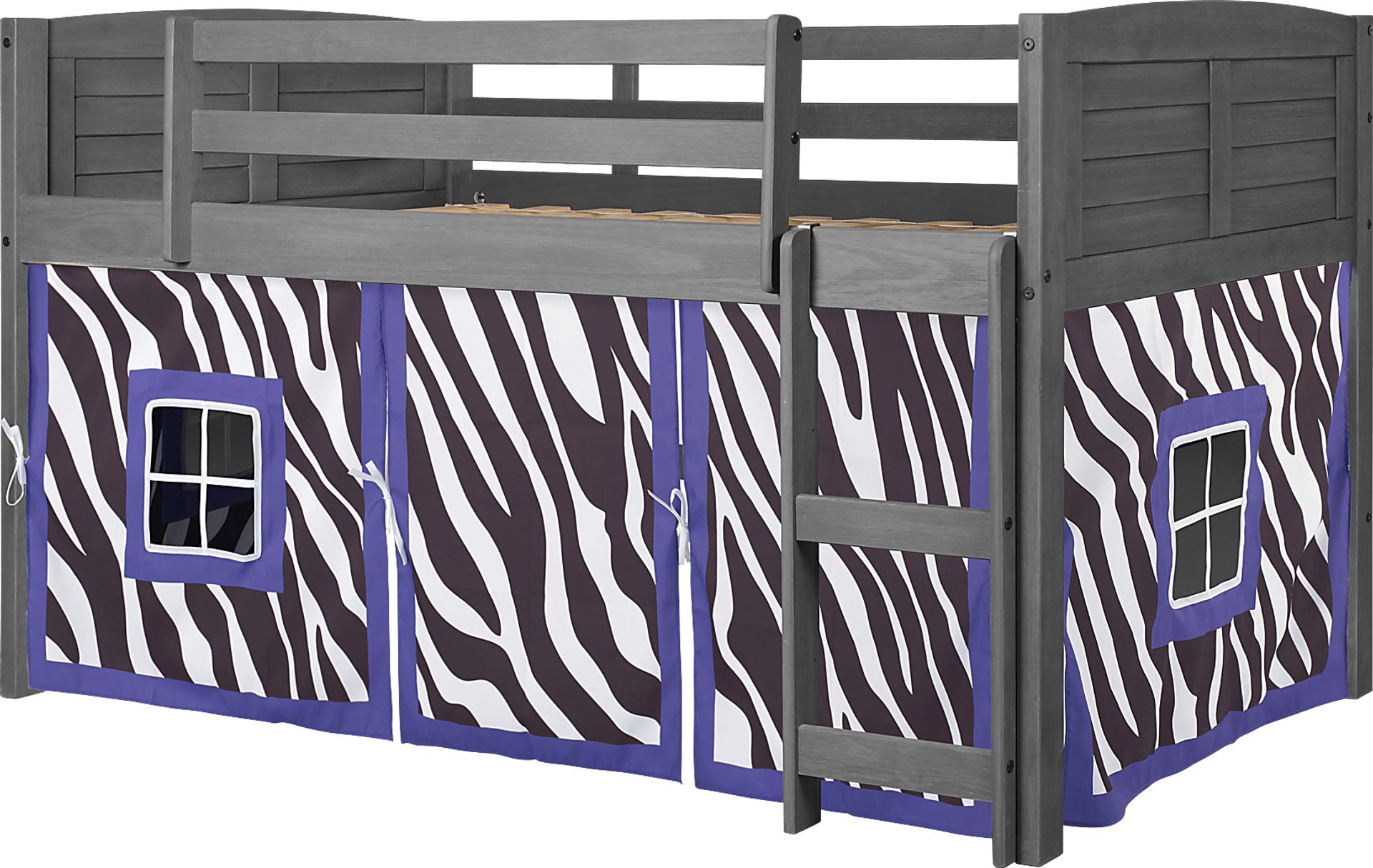 Kids Beland Gray Purple Twin Tent Loft Bed - Image 3