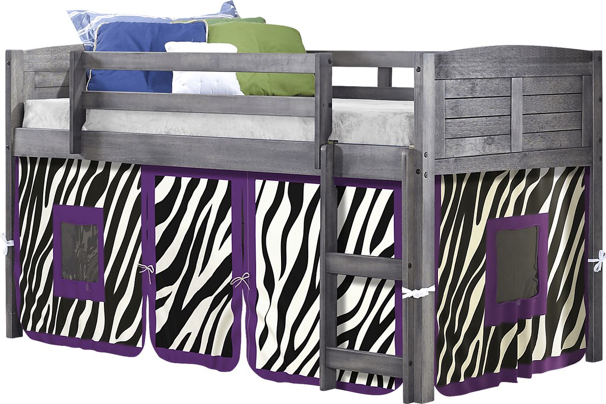 Kids Beland Gray Purple Twin Tent Loft Bed