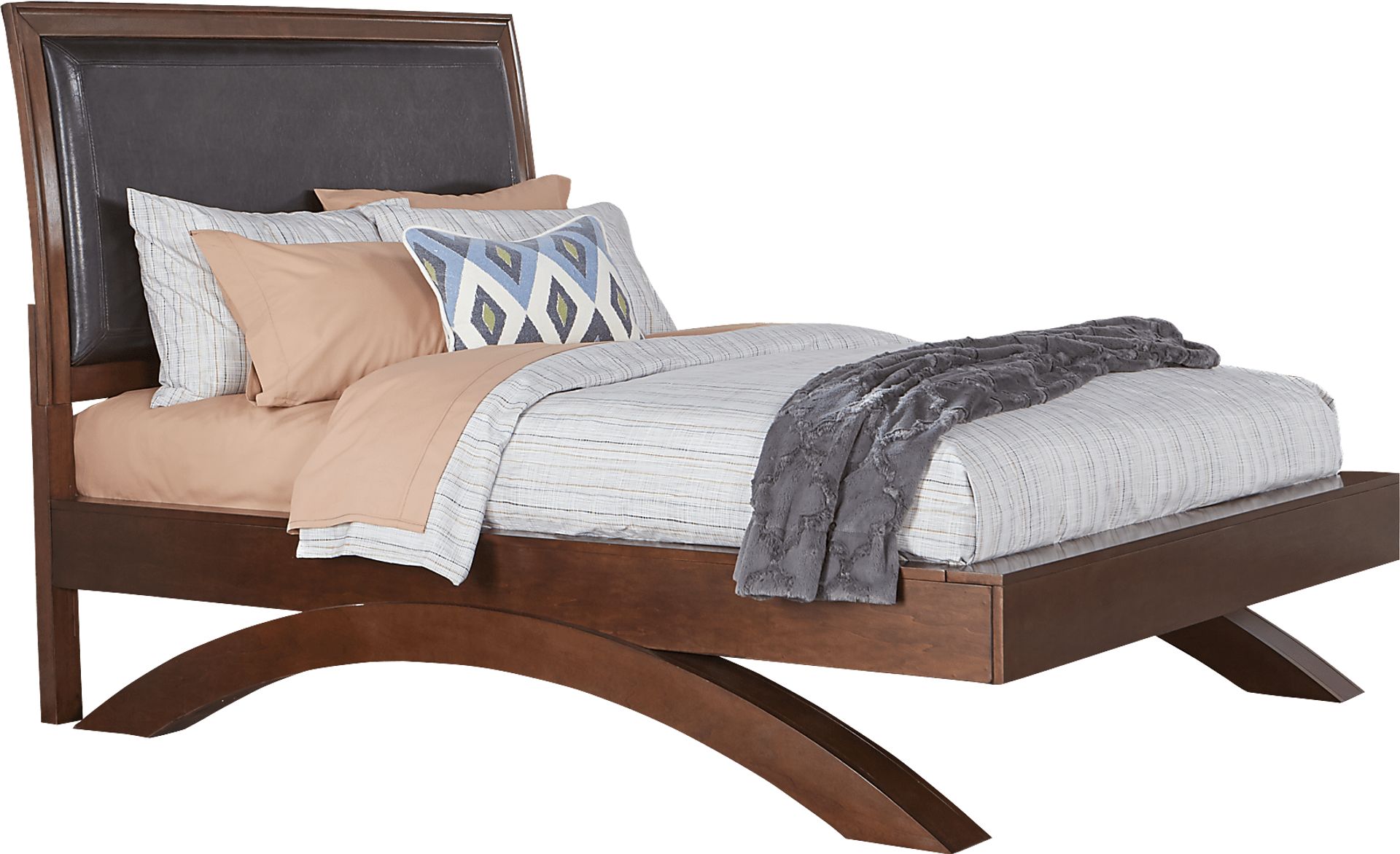 Kids Belcourt Jr. Cherry 3 Pc Twin Bed with Upholstered Inset and Arched Base - Image 1