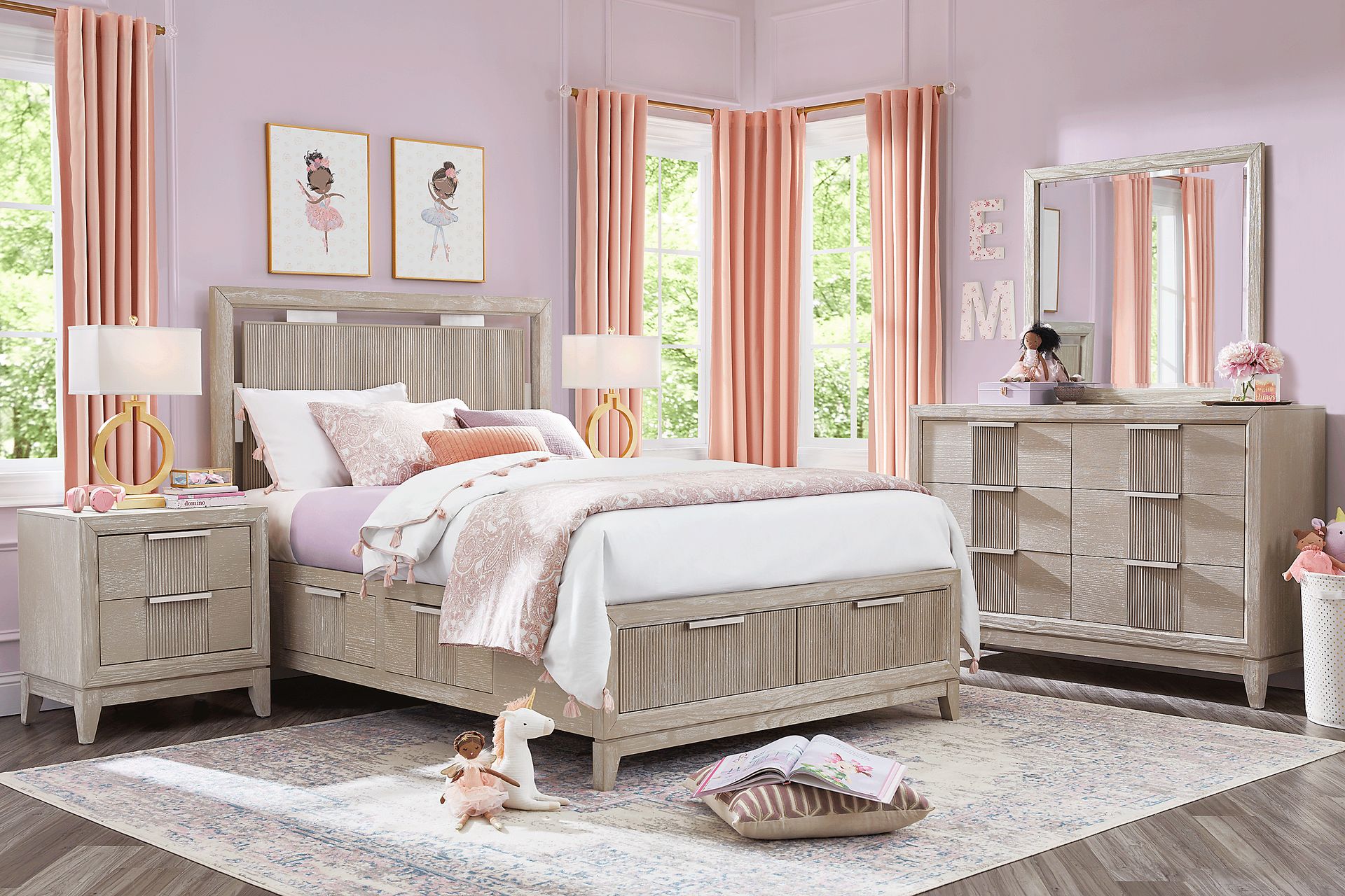 Kids Bellante Jr. 3 Pc Linen Full Storage Bed - Image 2