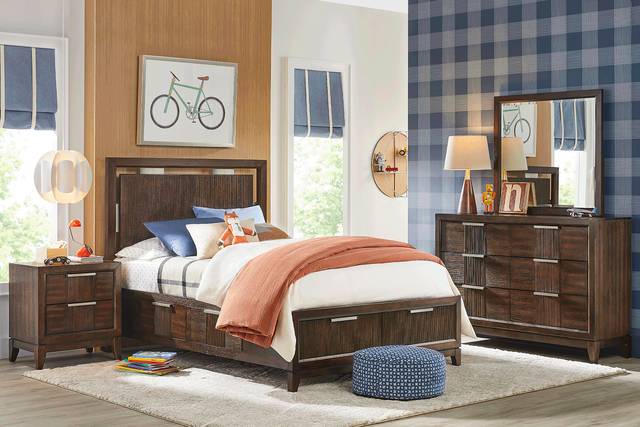 Kids Bellante Jr. 5 Pc Walnut Full Storage Bedroom - Thumbnail - Image 1