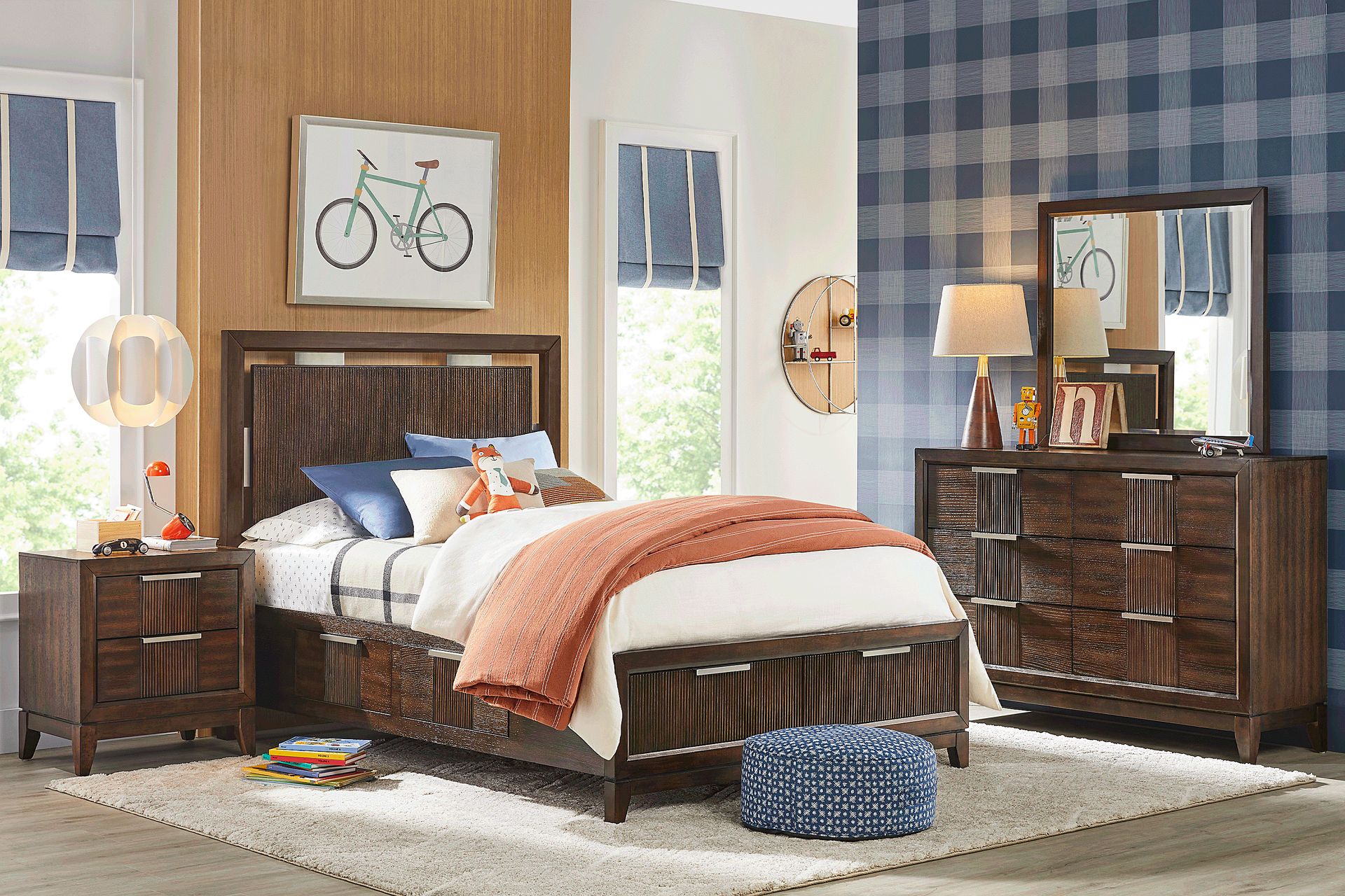 Kids Bellante Jr. 5 Pc Walnut Full Storage Bedroom - Image 1
